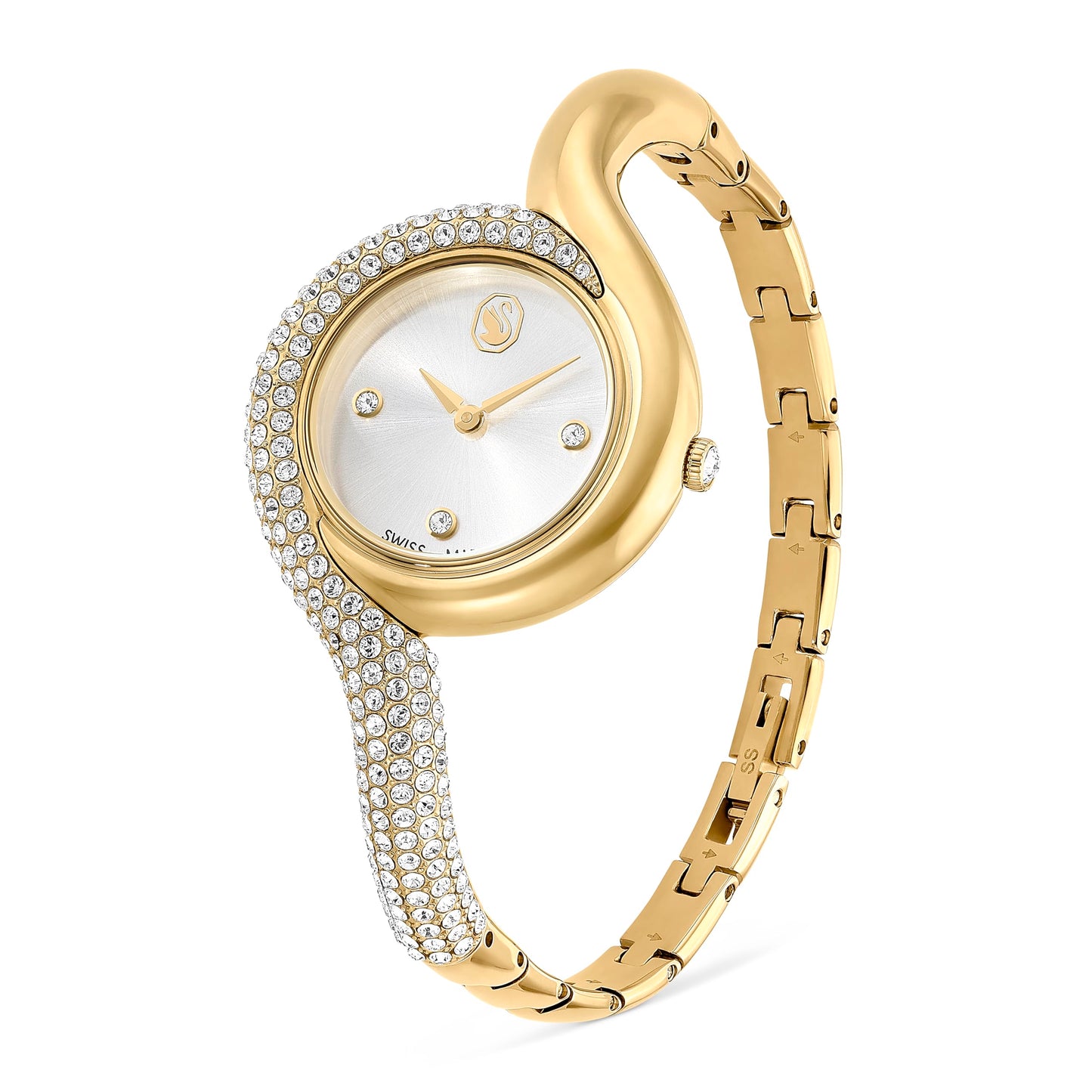 Swarovski Women's Dextera Asymmetric Watch, Swiss Automatic, Gold Tone Metal Bracelet, 29mm Case, Gold Dial, Sapphire Crystal, Foldover Clasp