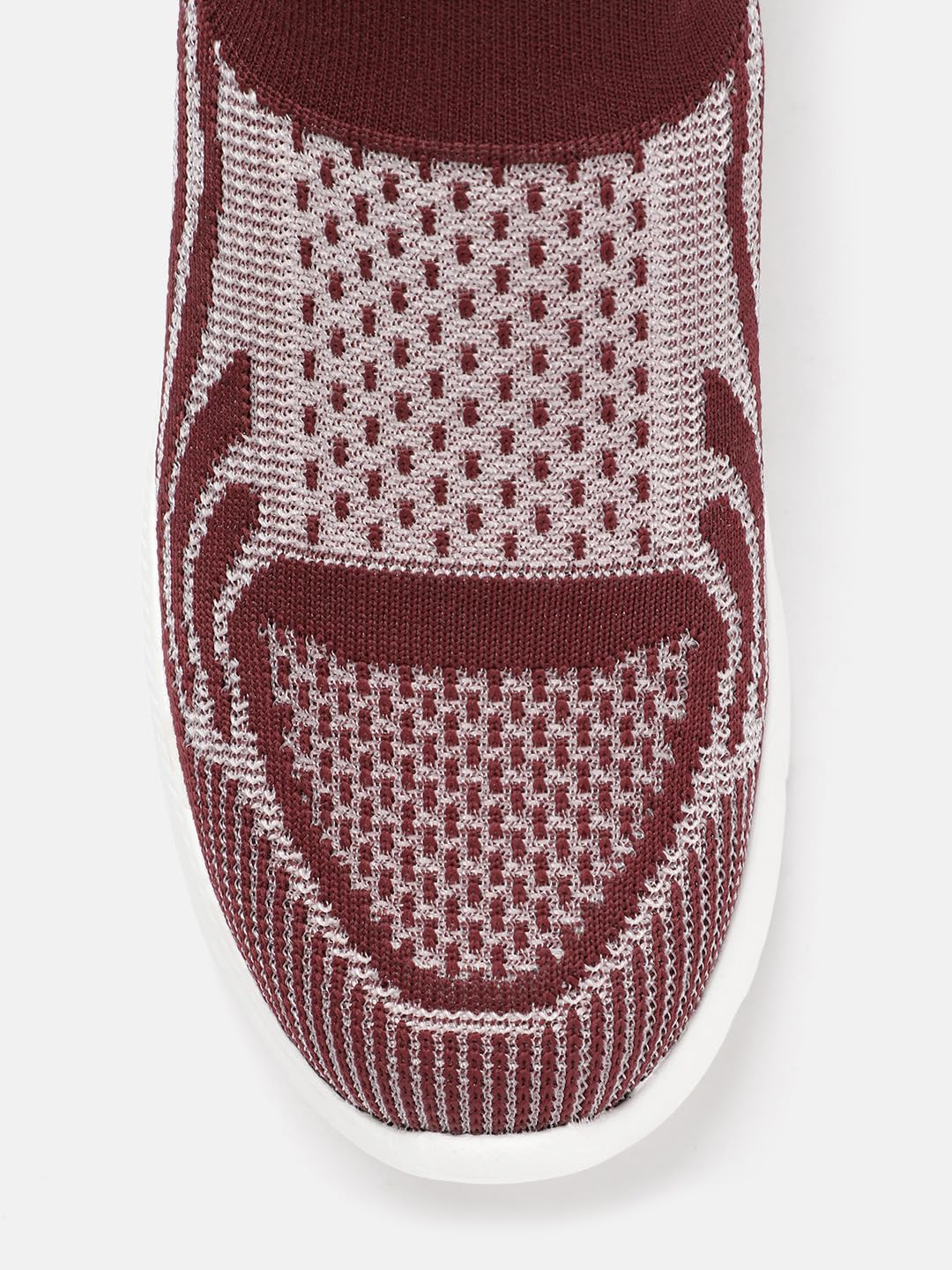 Marc Loire Women's Athleisure Knitted Active Wear Slip-On Sneaker Shoes (Maroon, UK Footwear Size System, Adult, Women, Numeric, Medium, 3)
