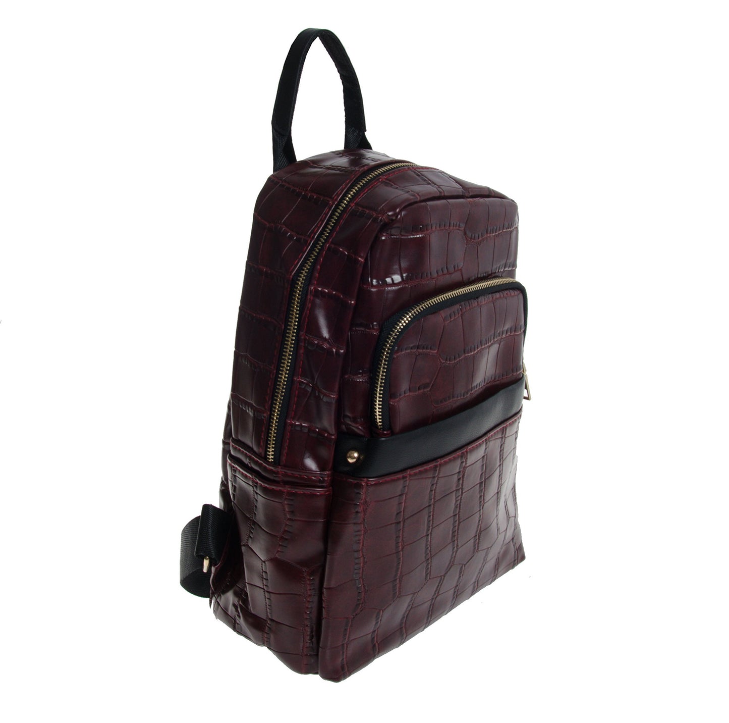 Artisan Crafted Textured Leather Look Handbag Backpack/College Bag/Office Bag (Maroon) For Women/Girls