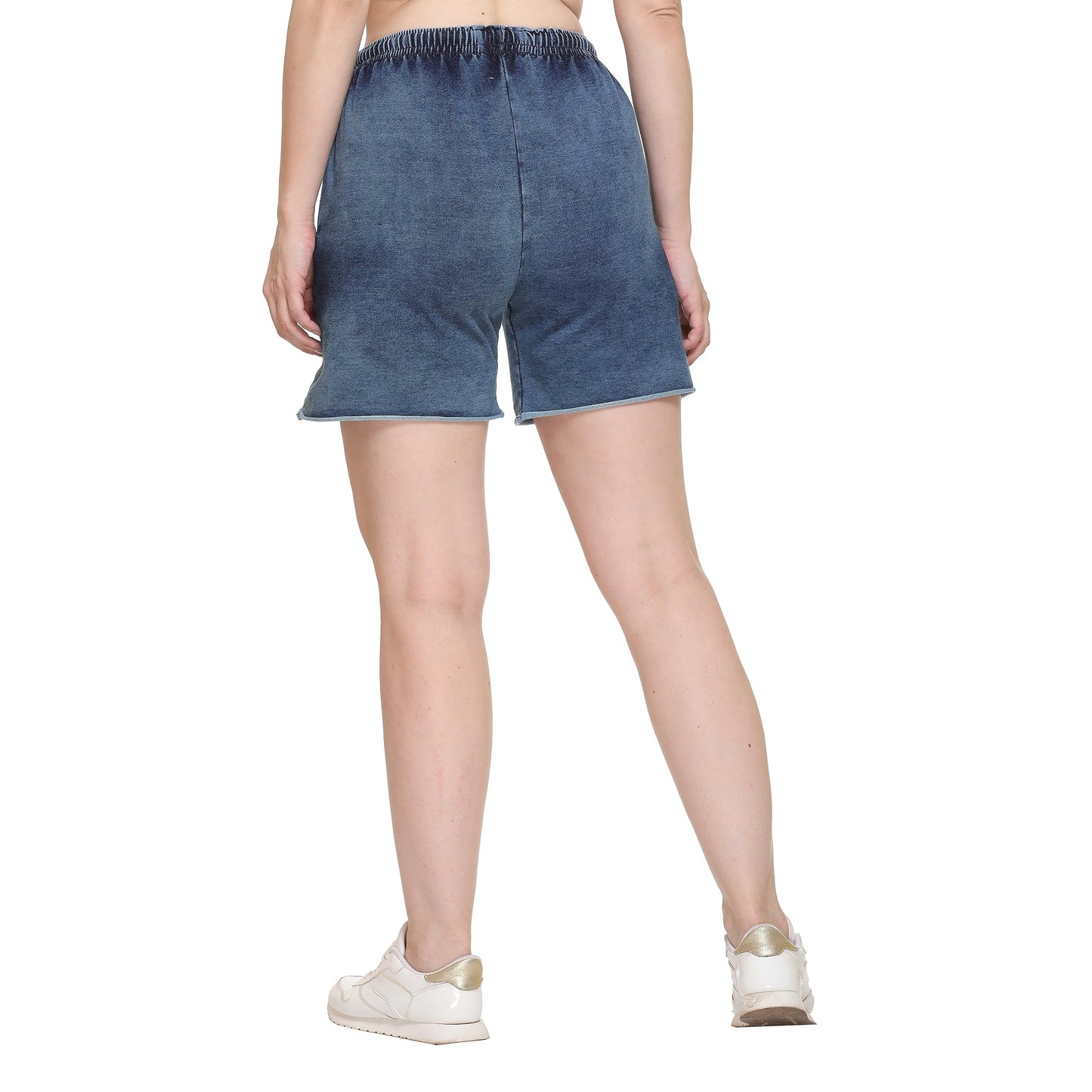 Colors & Blends - Women's Indigo Lycra - Knitted Denim Shorts (SG-01 : Size - S)