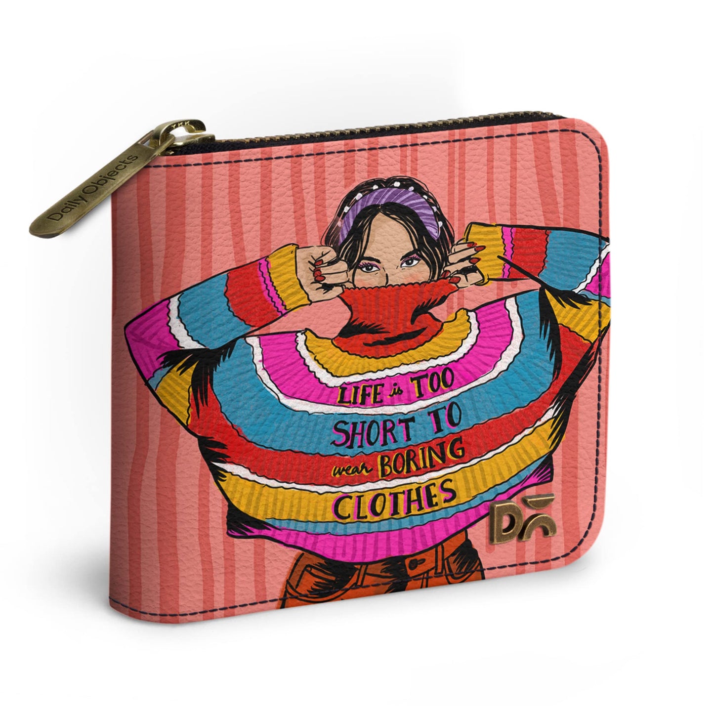 DailyObjects Colourblock Jumper Women's Zip Wallet | Vegan Leather - Holds up to 8 Cards - Slim and Easy to Fit in Pocket -Coin Pocket with Button Closure- Multicolour - Set of 2 (Combo)