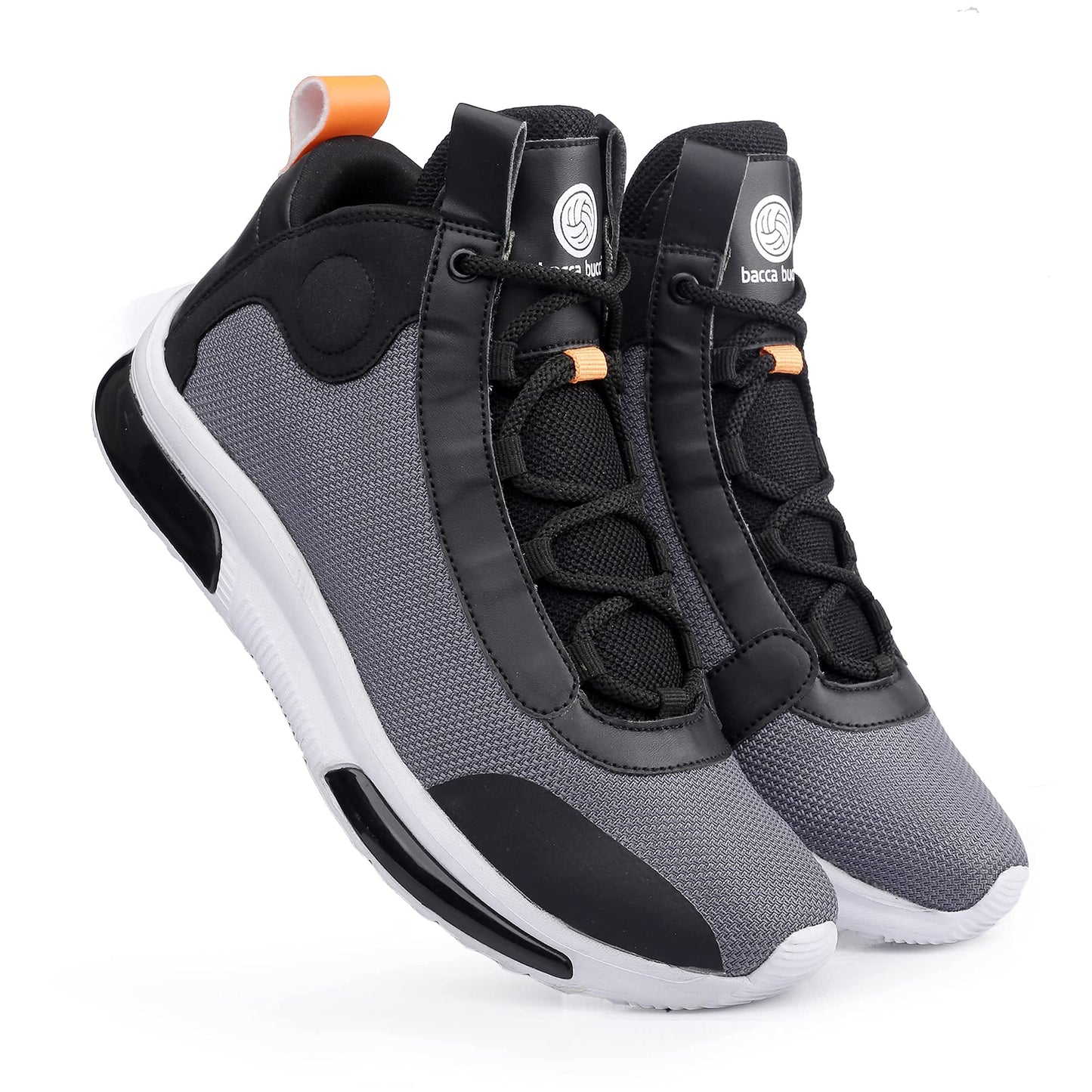 Bacca Bucci® Superstar Men Fashion Hi Top Sneakers/Street Wear with Dual Air Cushion Rubber Outsole for Swag, Travel, Parties, Dancing, Dating, Streets & Fun - Grey, Size UK6