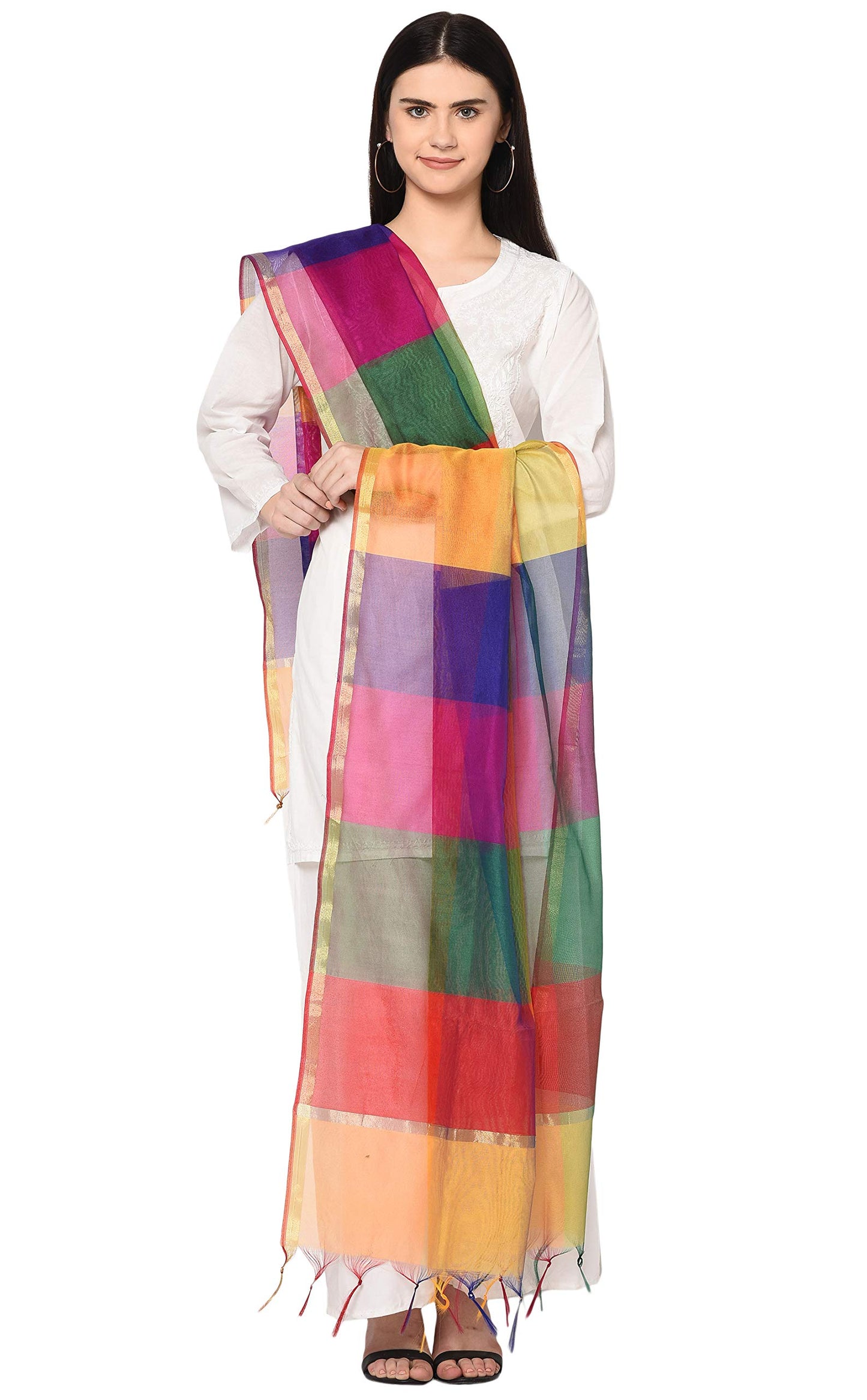 Weavers Villa Women's Cotton Silk Multicolor Dupatta (2 Meters)