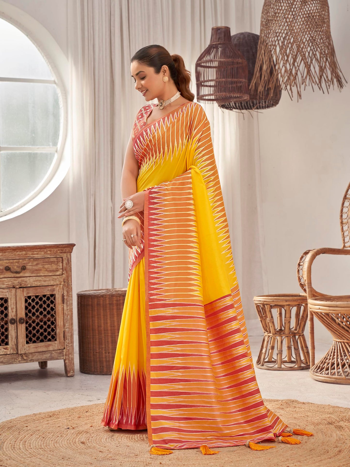 MANOHARI Women's Most Trendy Banarasi Soft Silk Woven Yellow Saree With Heavy Jacquard Work Saree With Blouse Piece_MN2002