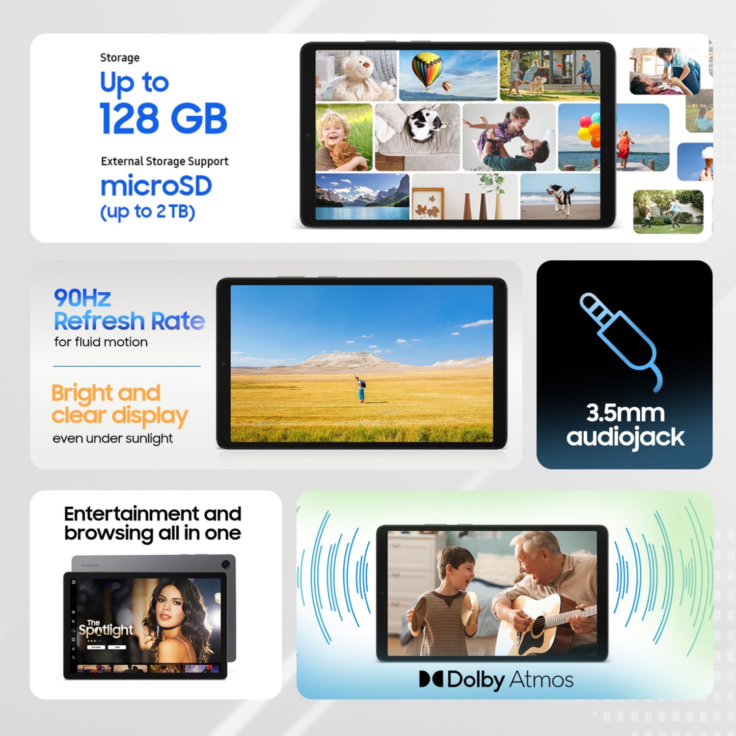 Samsung Galaxy Tab A11, 22.05 cm (8.7 inch) TFT LCD Display, 4 GB RAM, 64 GB Storage, Wi-Fi + LTE Tablet, Silver