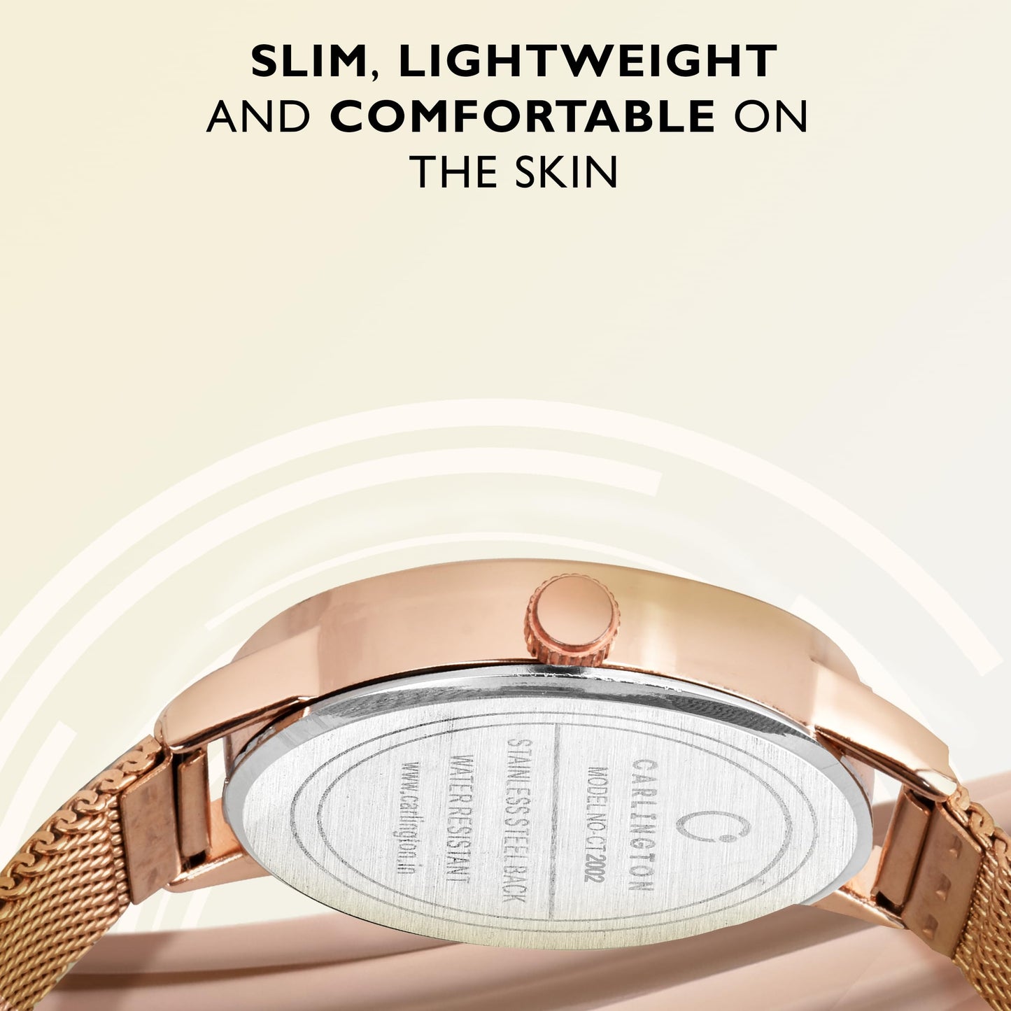 Carlington Stainless Steel Analog Dial Women & Girl's Watch- Elite 2020 (Rose White), Rose Gold Band