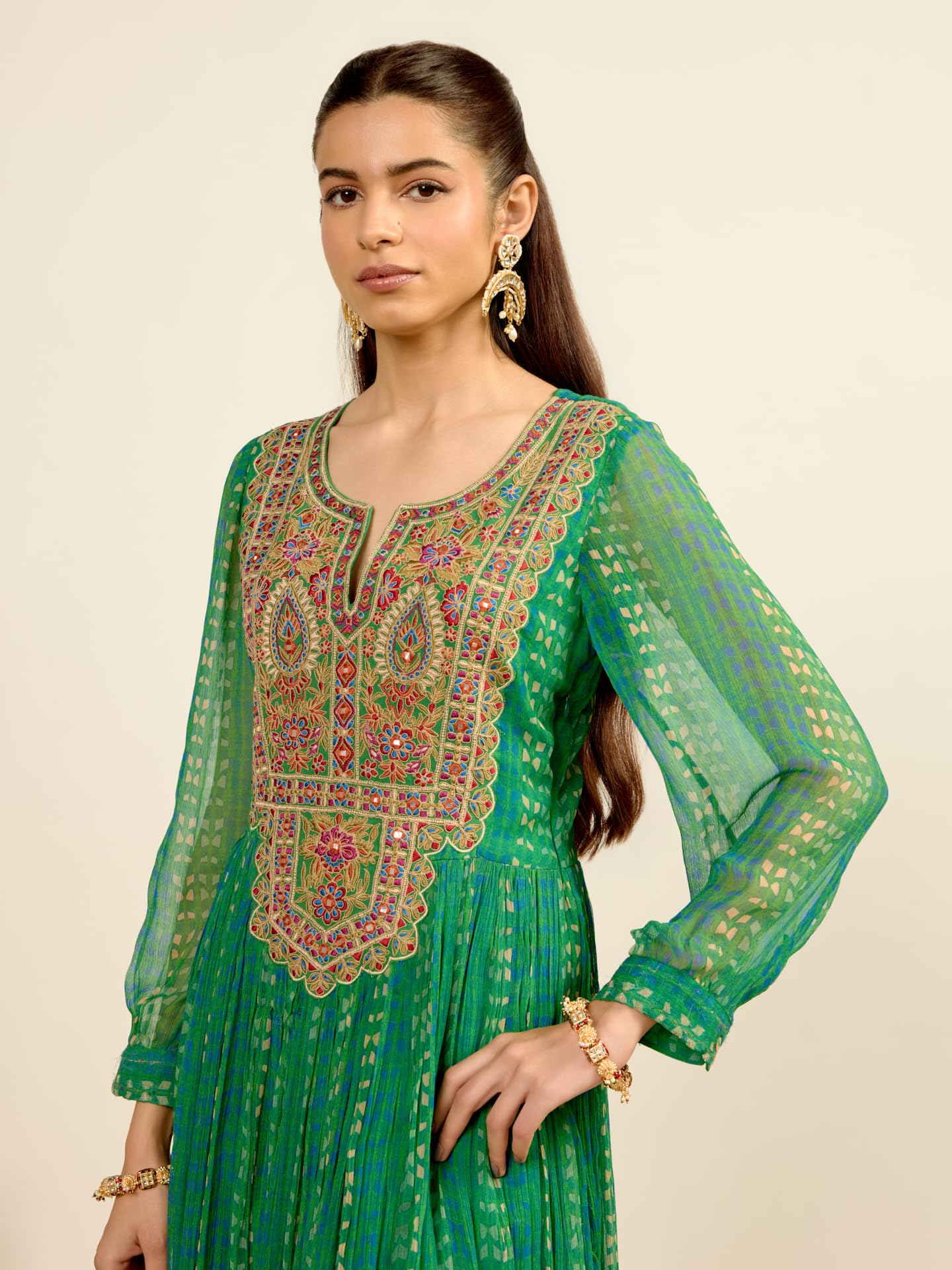 Aarke Ritu Kumar Green Mia Kurta With Pant And Dupatta