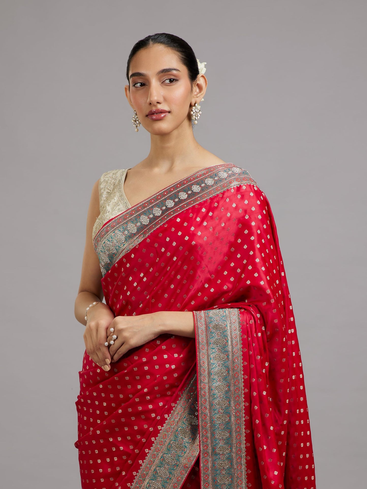 MOHEY Women's Art Silk Stone Work|Weave Saree with Blouse Piece(Pink)