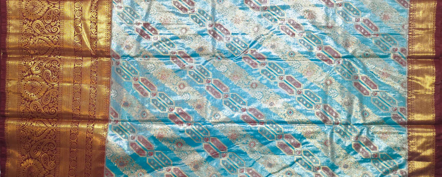 VFCollections Women's Kanchipuram Silk Pure Pattu Sarees With Blouse (Green)