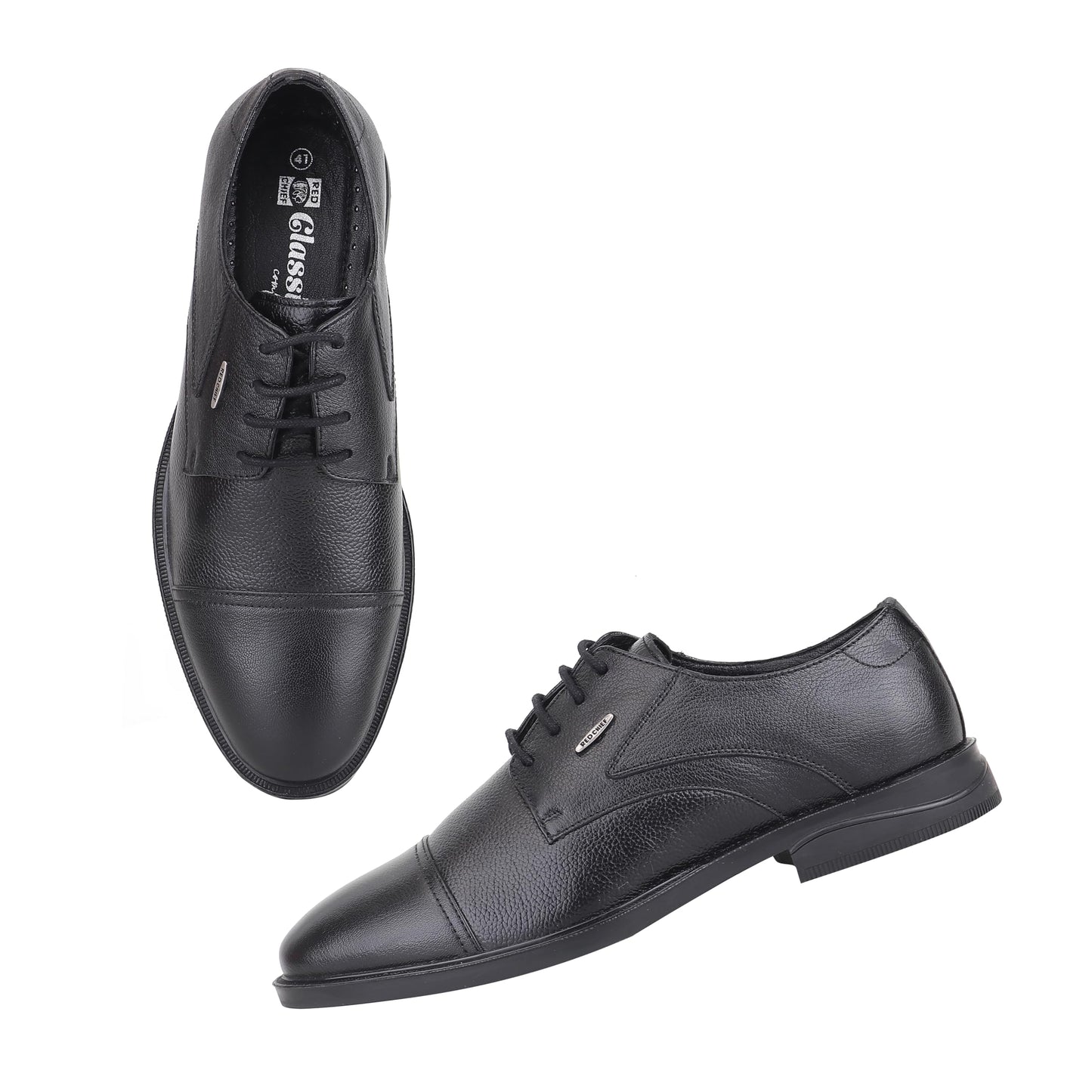 Red Chief Low Ankle Formal Derby Shoes for Men | Black UK06