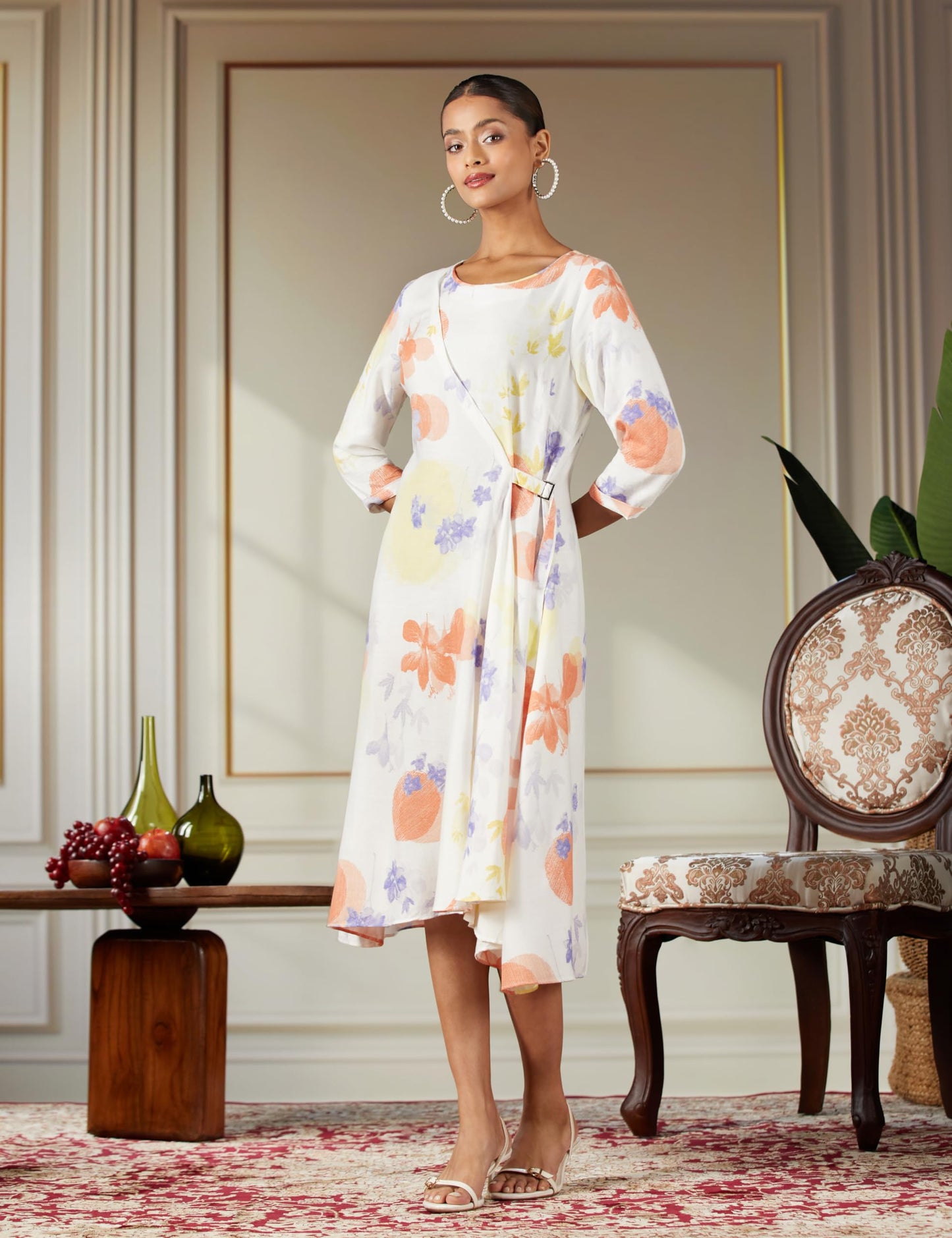 W for Woman Ecru Floral Printed Summer Wrap Dress_23FEW19337-121022_2XL