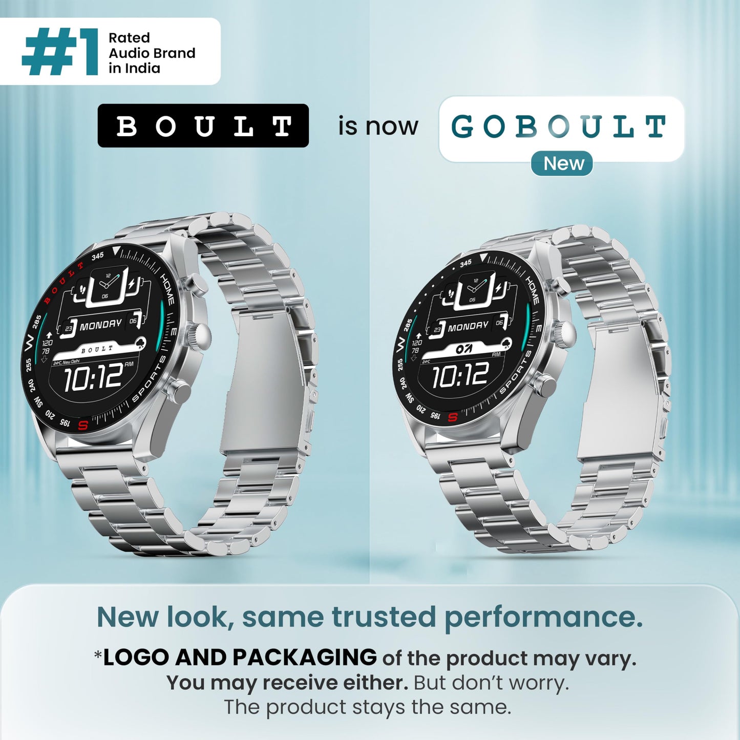 GOBOULT Mirage Smart Watch 1.39''HD Screen, Bluetooth Calling, IP67, Zinc Alloy Frame, 500 Nits Brightness, AI Voice Assistant, SpO2 Monitoring, 120+ Sports Mode (Inox Steel)