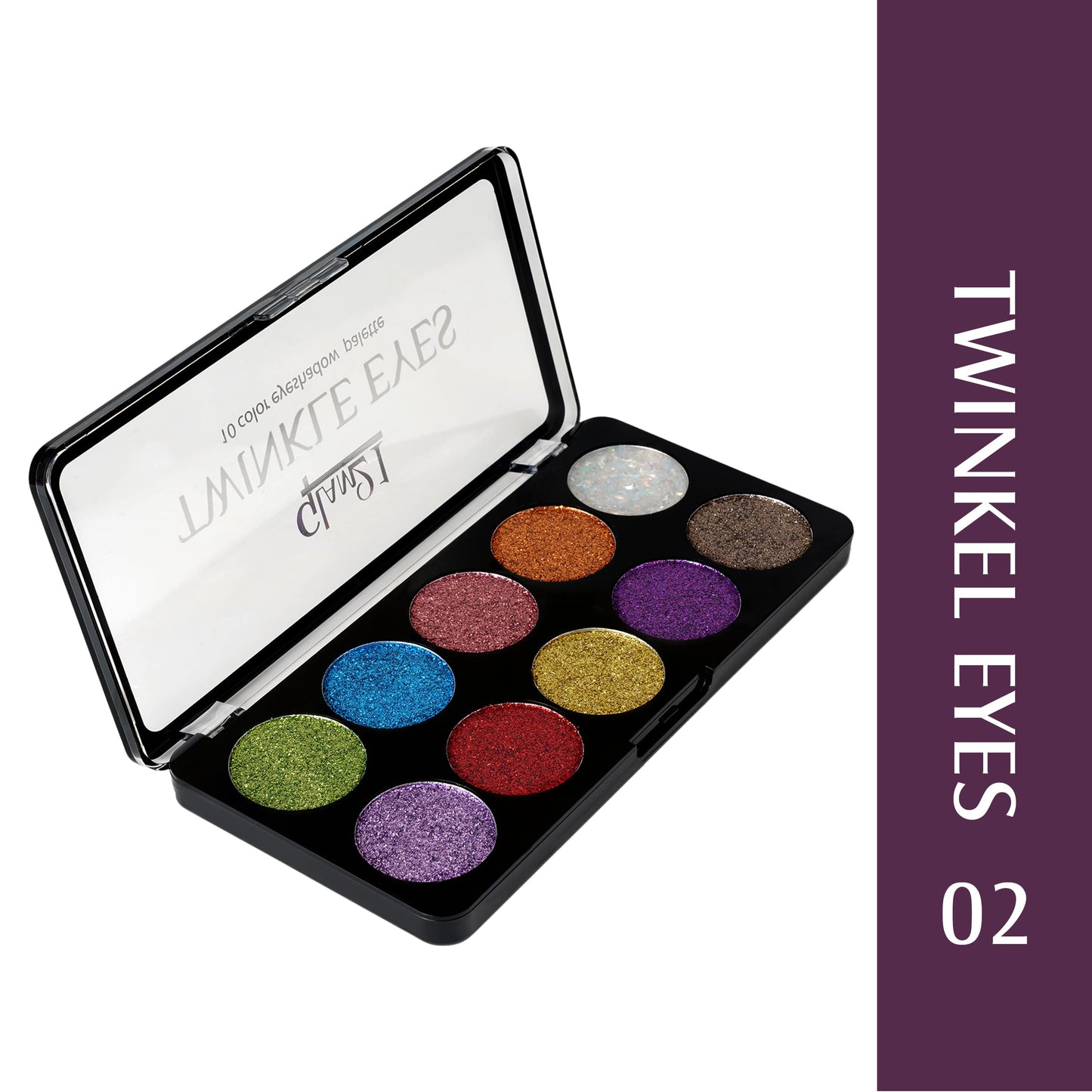 Glam21 Twinkle Eyes Glitter Palette|10 Cream Based Highly Pigmented Shades|Non Sticky Look -13gm-02
