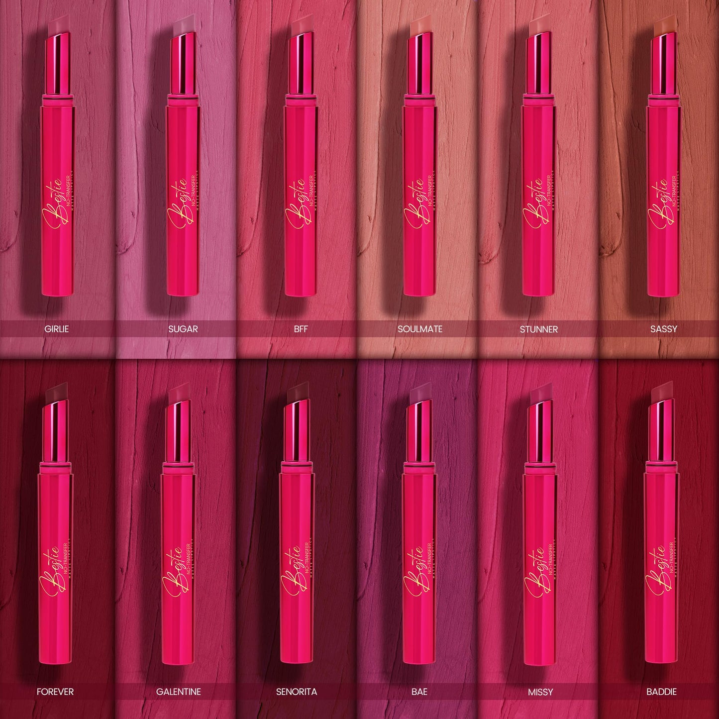 Parul Garg Beauty Bestie – No-Transfer Lipsticks | Bold Matte & Long-Lasting | Hydrating with Hyaluronic Acid, Vitamin E & SPF 15 | Vegan, Cruelty-Free (Ultimate Collection, Pack of 12)