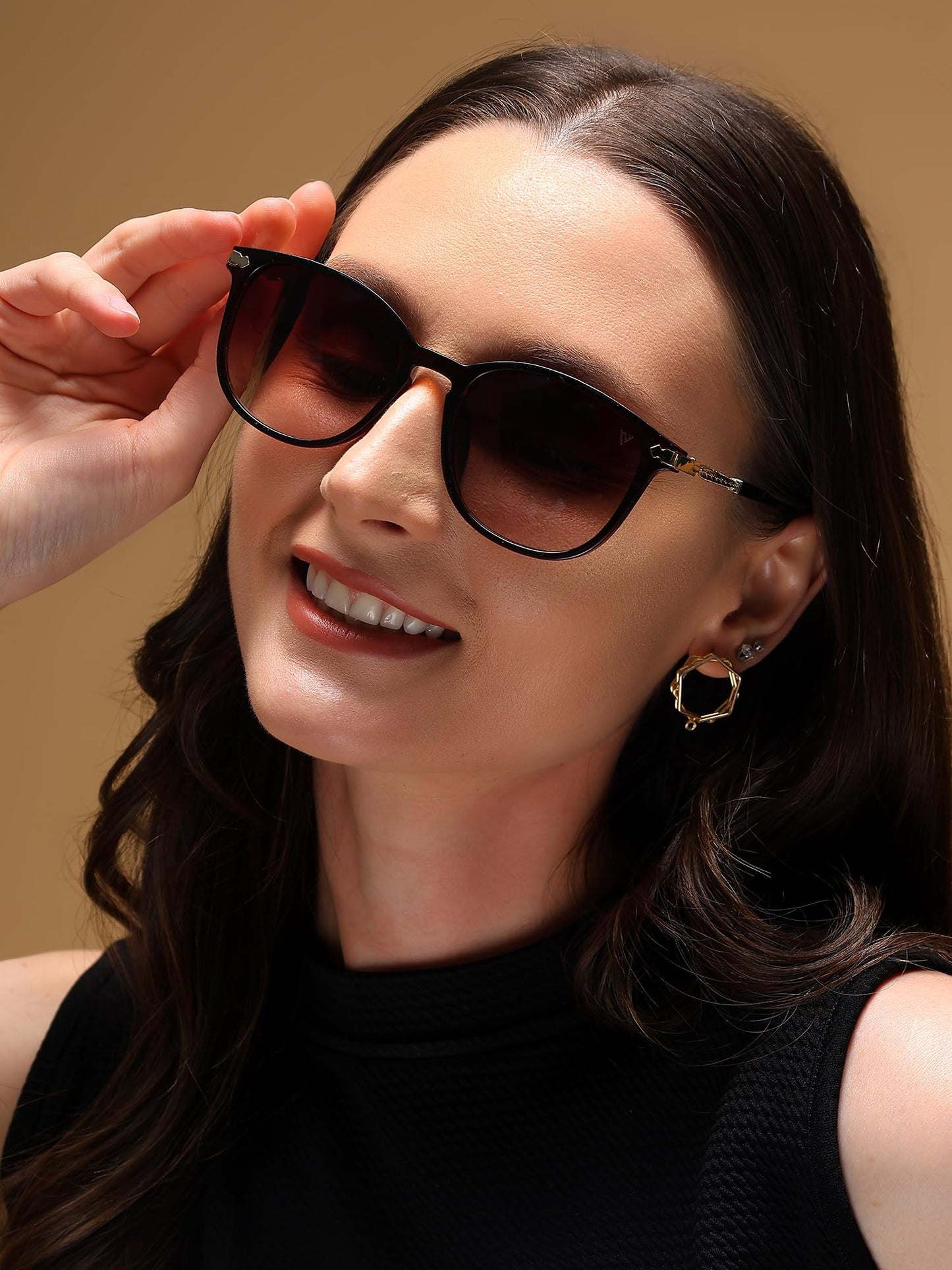 Voyage UV Protected Rectangular Women Sunglasses - (A3046MG3183 | Brown Lens | Black Frame)