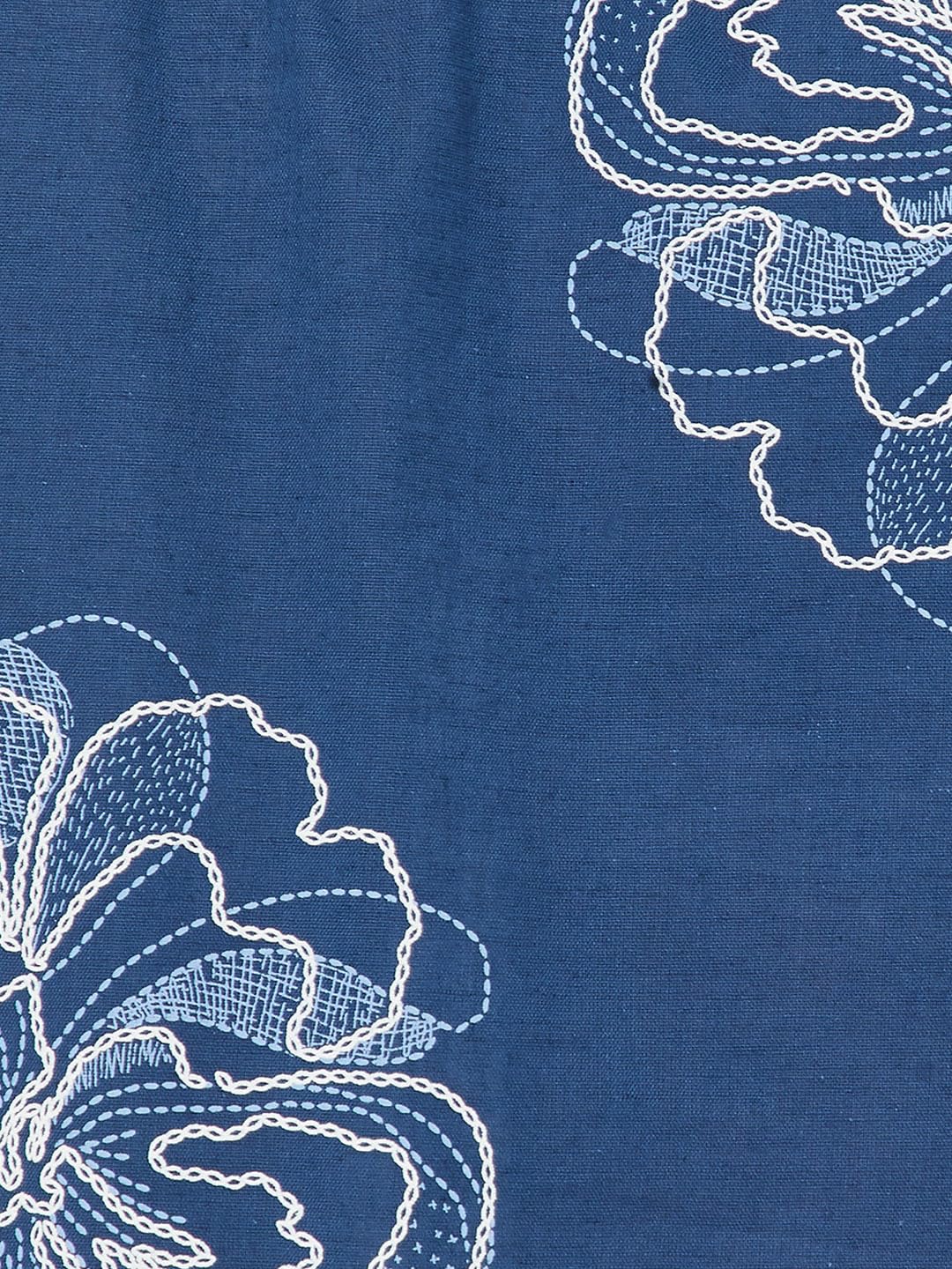 Max Women Embroidered Shirt Dress(Blue_XS)