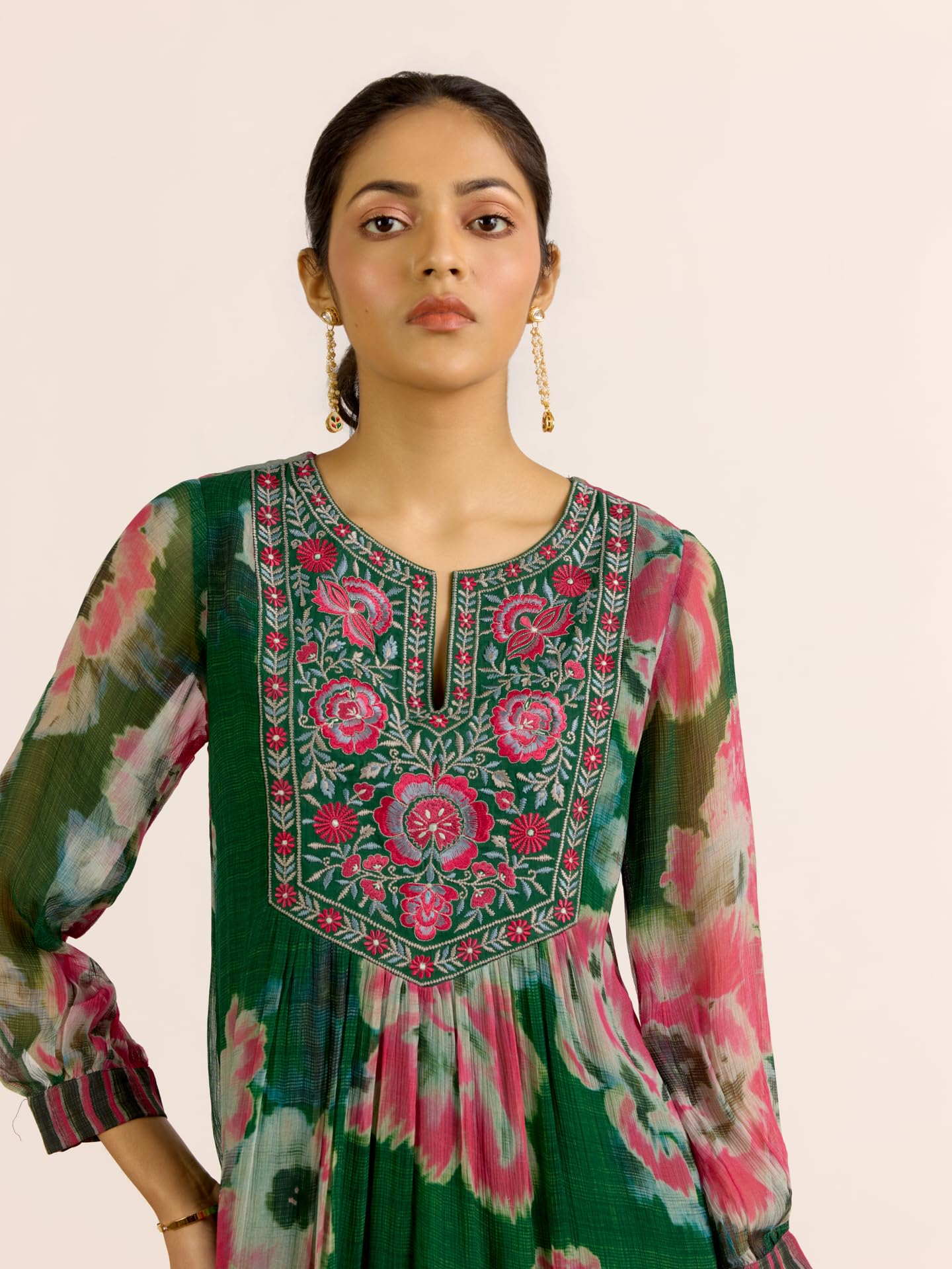 Aarke Ritu Kumar Green Dreamcatcher Kurta With Pant And Dupatta