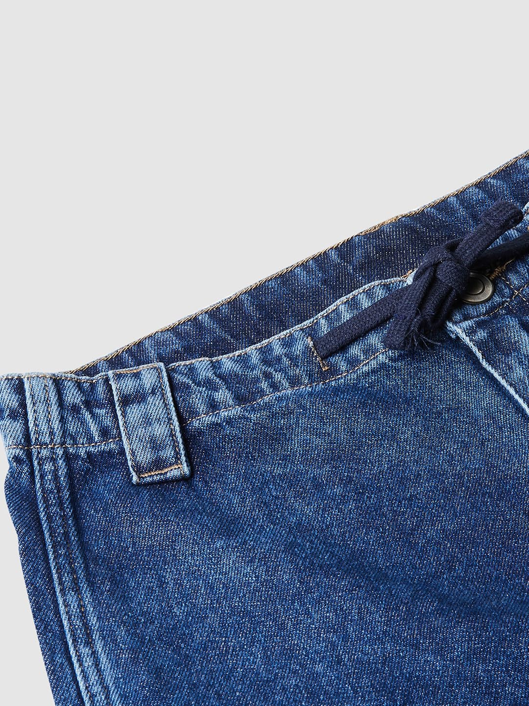 Max Girls Washed Slim Straight Parachute Jeans (S24EFD11MID Blue)_13-14Y