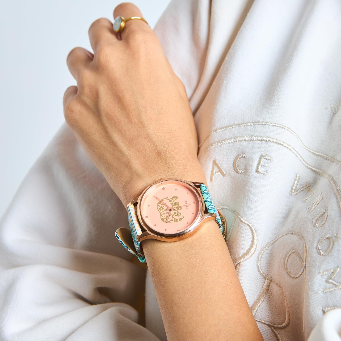 TEAL BY CHUMBAK Round Dial Analog Watch for Women,Carnival Elephant Collection, Printed Vegan Leather Strap,Gifts for Women/Girls/Ladies,Stylish Fashion Watch for Casual/Work - Maroon