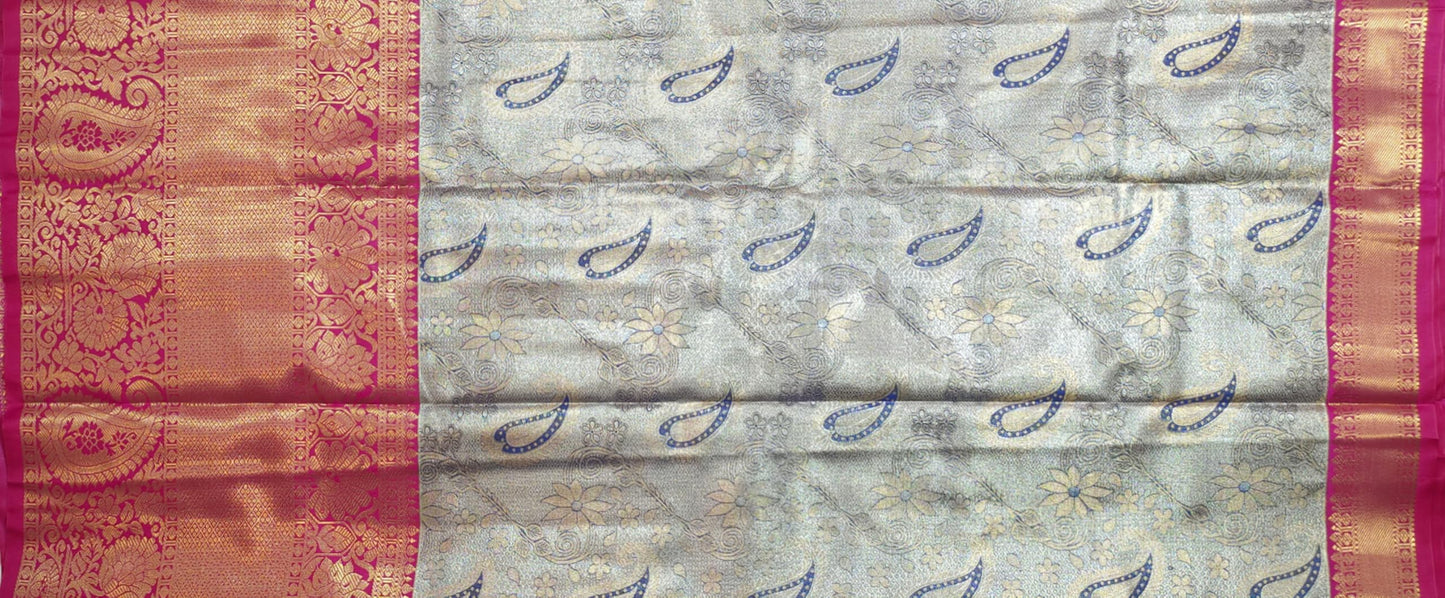 VFCollections Women's Kanchipuram Silk Pure Pattu Sarees With Blouse (VFC590-2)