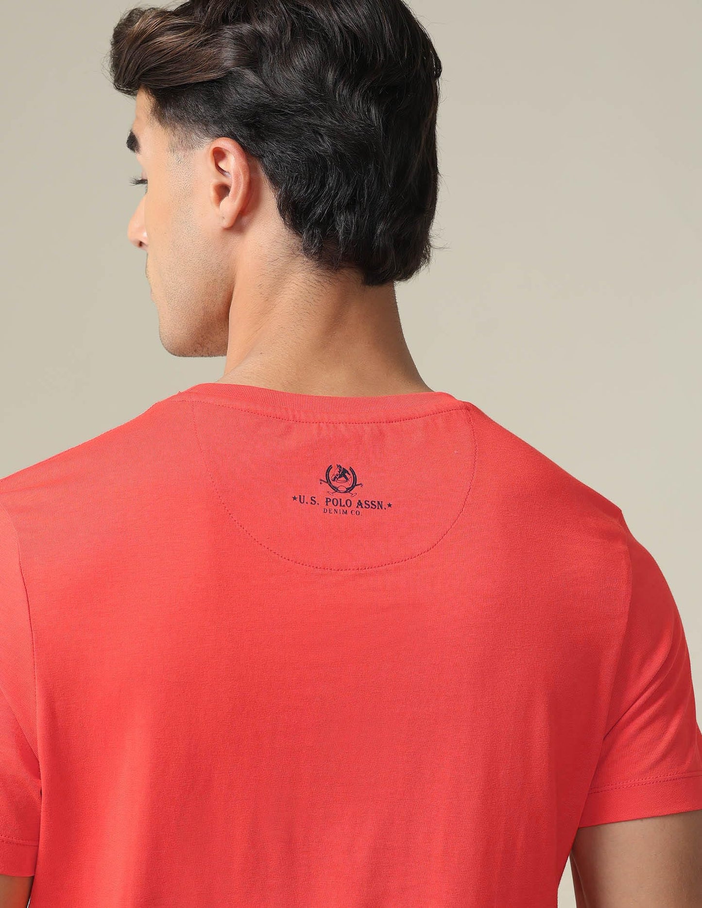 U.S. POLO ASSN. Brand Printed Cotton T-Shirts for Men - Slim Fit, Half Sleeves Mens Casual T Shirts Red