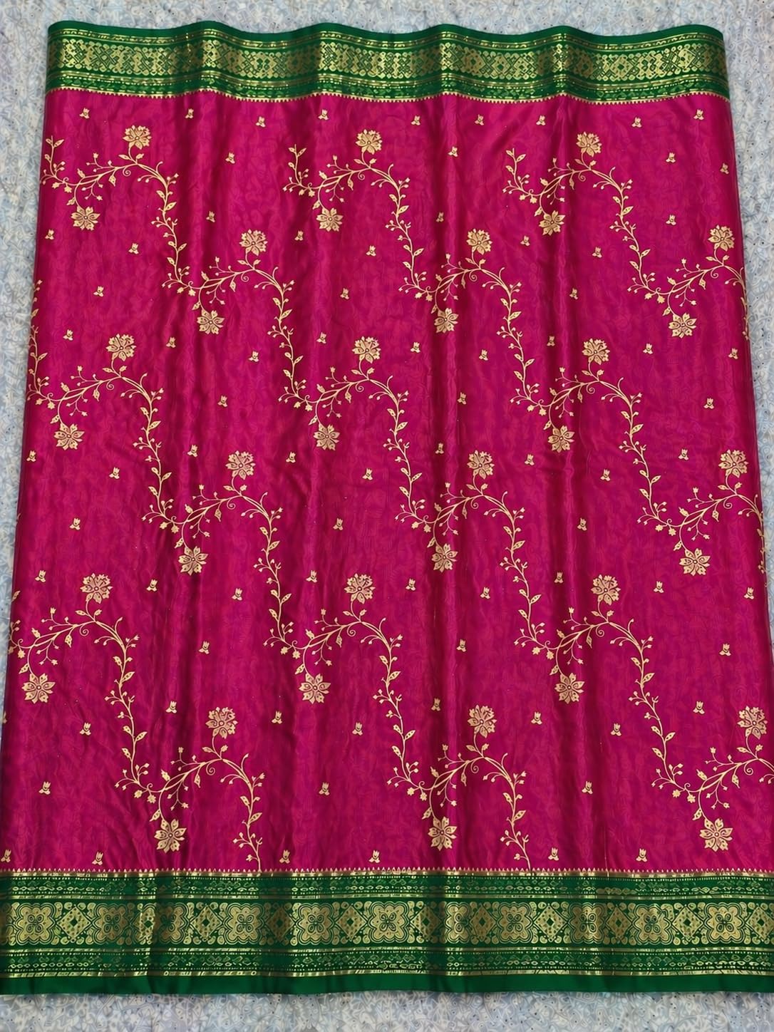 Women's Glory Banarasi Satin Silk Saree with Rich Golden Zari Floral Embroidery | Kanjivaram Style | Traditional Wedding & Festive sadi with Contrast Border | Designer Party Sari Collection (Pink)