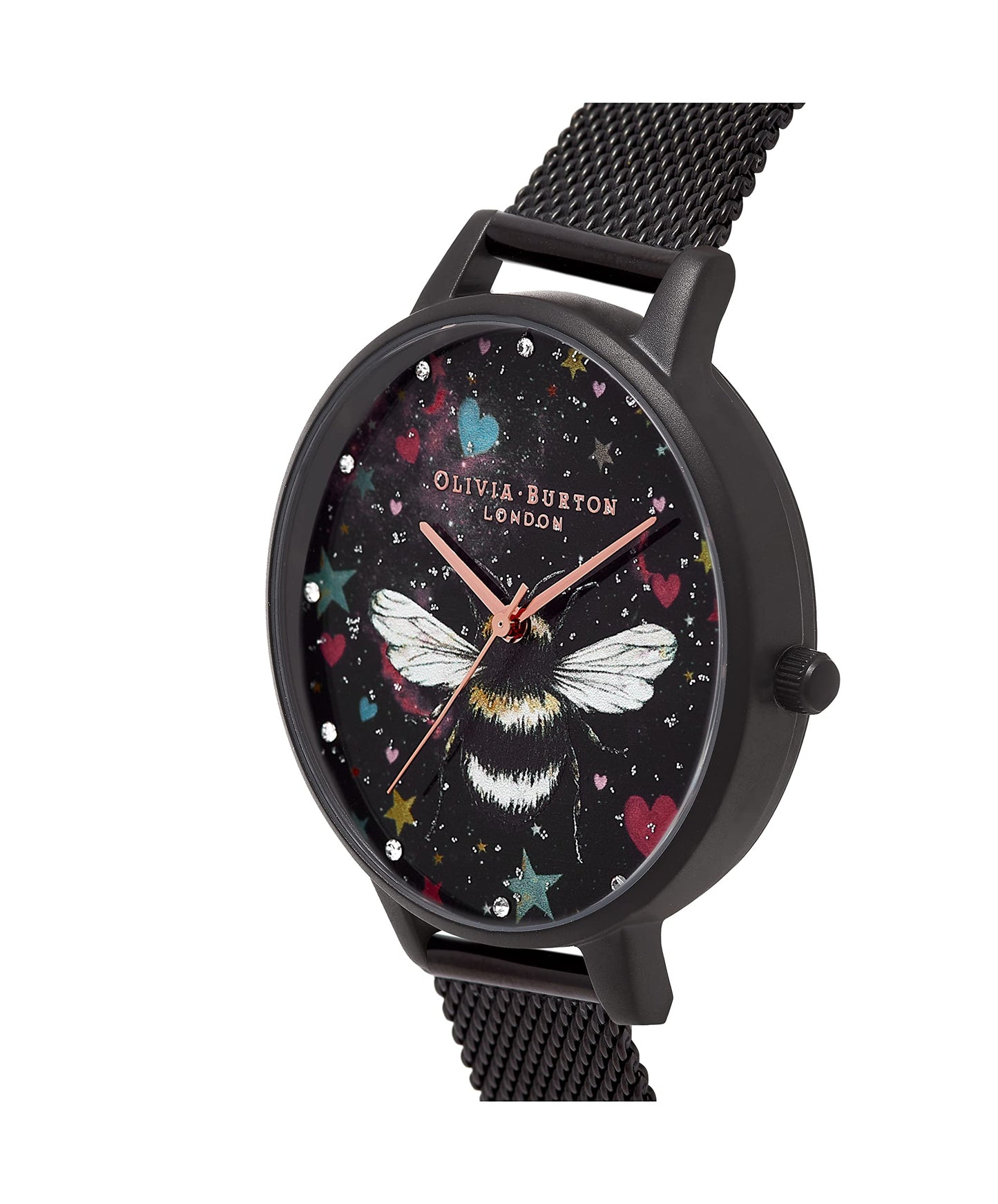 Olivia burton Night Garden Quartz Slim White Mother of Pearl 3D Print Stone Dial for Women's Watch - OB16WG87