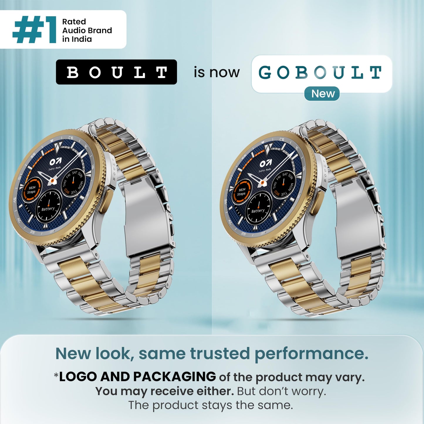 GOBOULT Newly Launched Pyro Smartwatch 1.43'' AMOLED Screen, BT Calling 5.3, 600 Nits Brightness, IP68, 150+ Watchfaces, 120+ Sports Modes, AI Voice Assistant, SpO2 Monitoring (Platinum Gold)