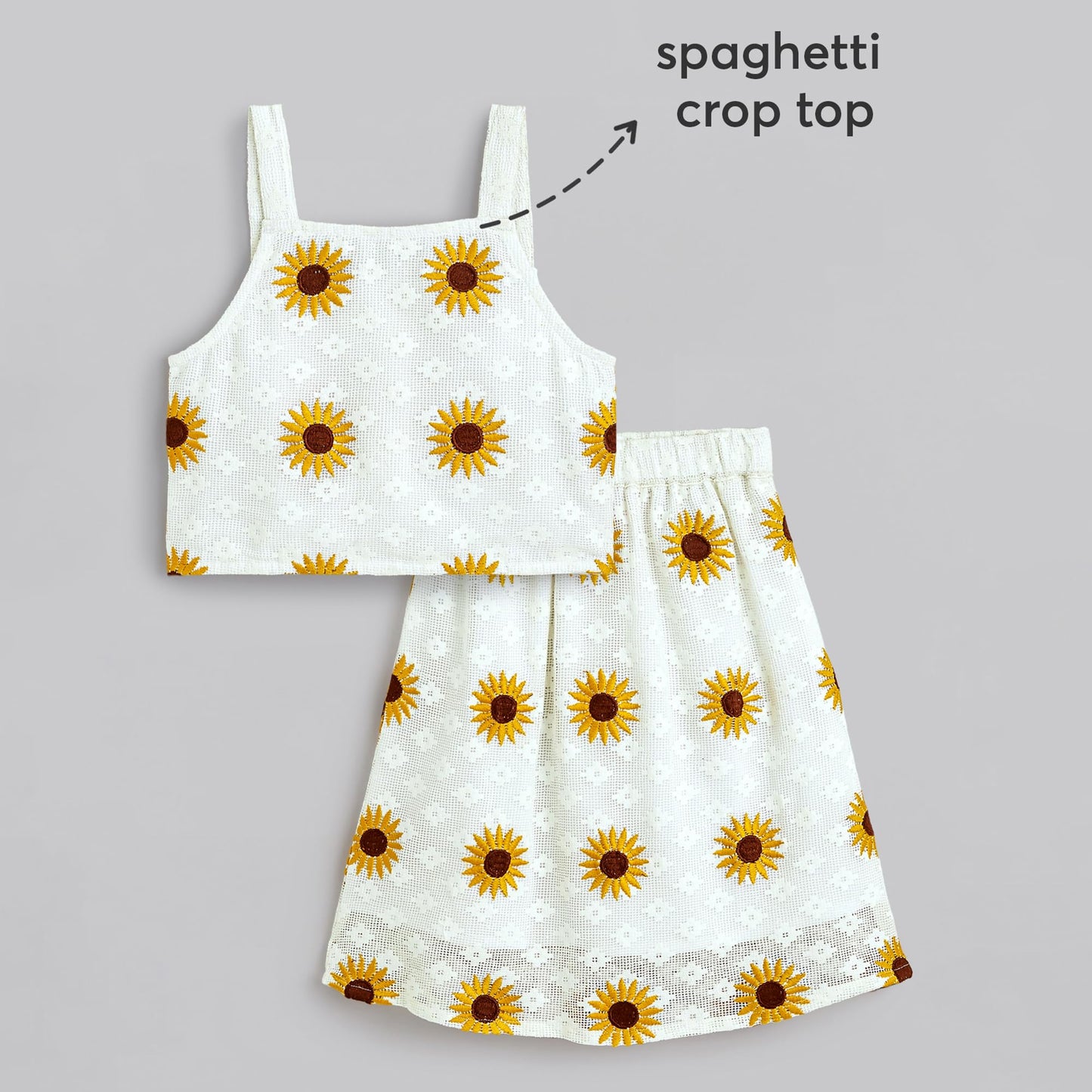 Hoscotch Girls Floral White Sleeveless Skirt Set For Ages (6-7 Years)