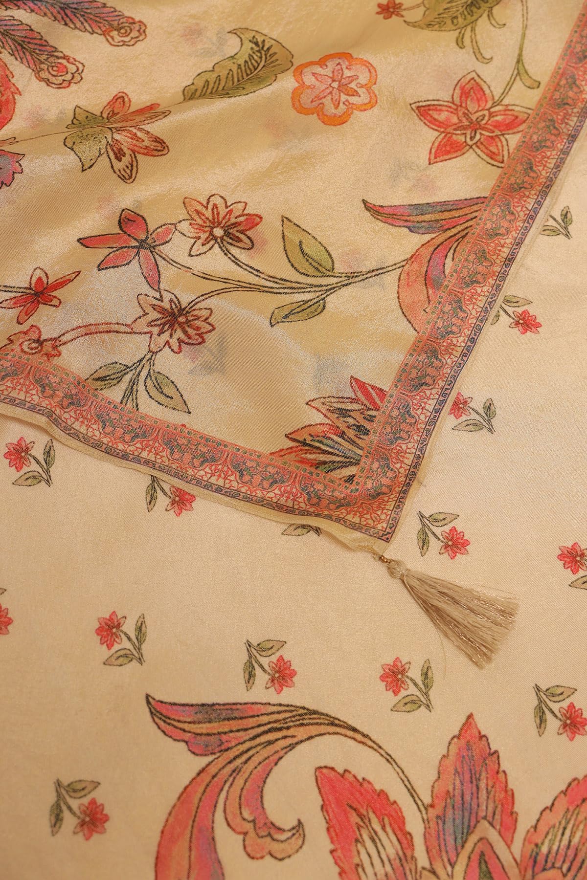 Soch Womens Beige Tissue Botanical Salwar Suit With Cutdana