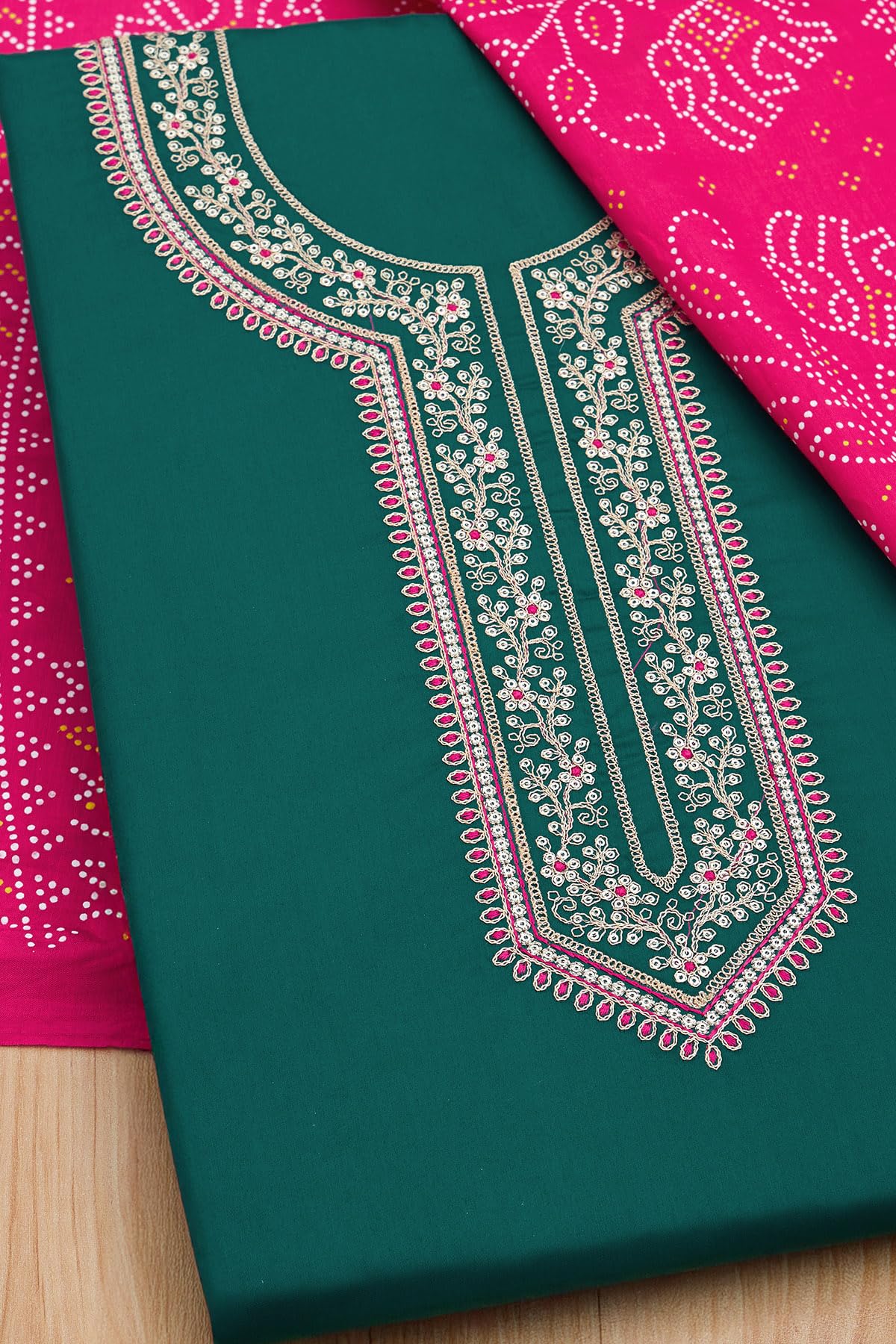 Soch Womens Blue Cotton Embroidered Unstitch Dress Material With Sequins