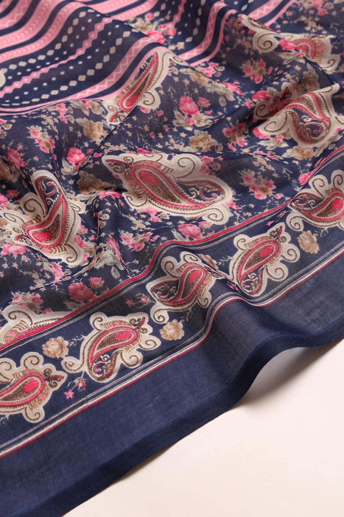 Soch Womens Blue Polyester Paisley Print Salwar Suit With Faux Mirror