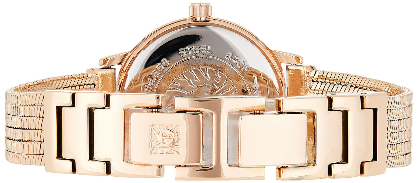 Anne Klein Women's AK/3220RGRG Diamond-Accented Rose Gold-Tone Chain Bracelet Watch