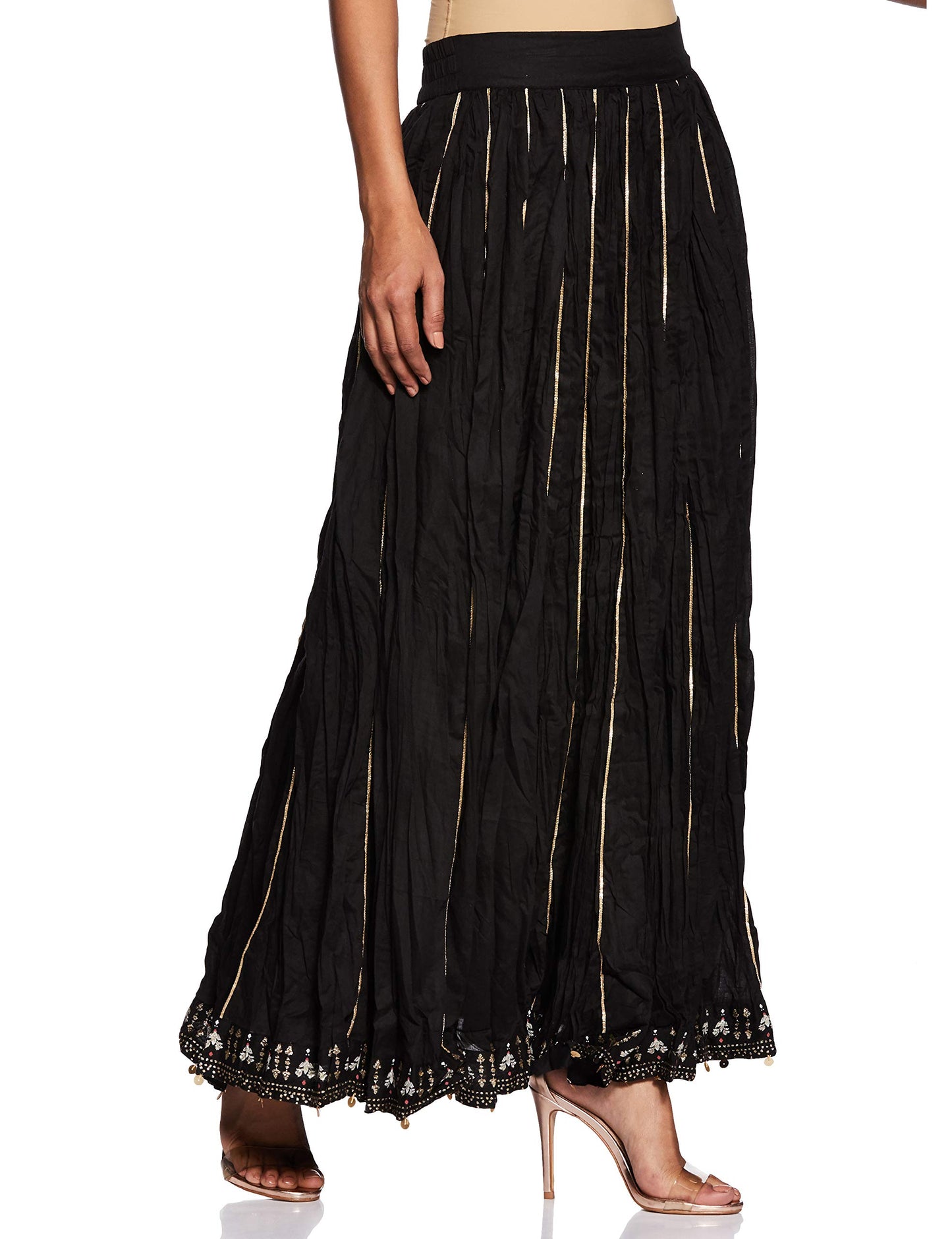 W for Woman Women's Maxi Skirt (19AUW50240-212615_Black_Wl_Black_L)