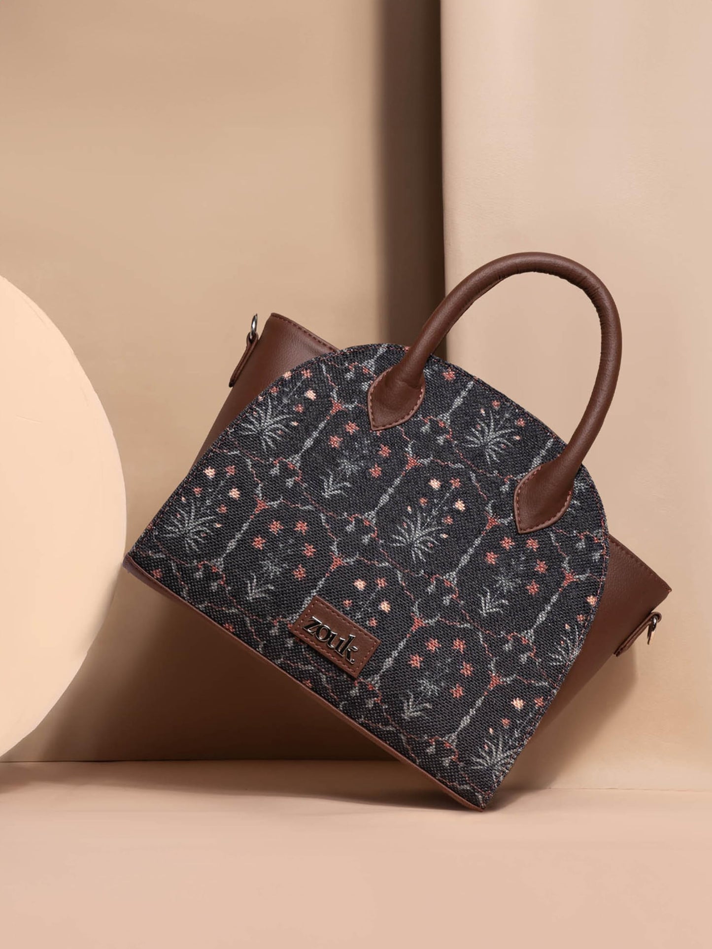 ZOUK Konkona City Satchel Bag | Stylish Handbag for Women | Tote Bag with Big Size Utility | Office, Travel & Casual Use | Water-Resistant | Vegan Leather | Taj Guldasta