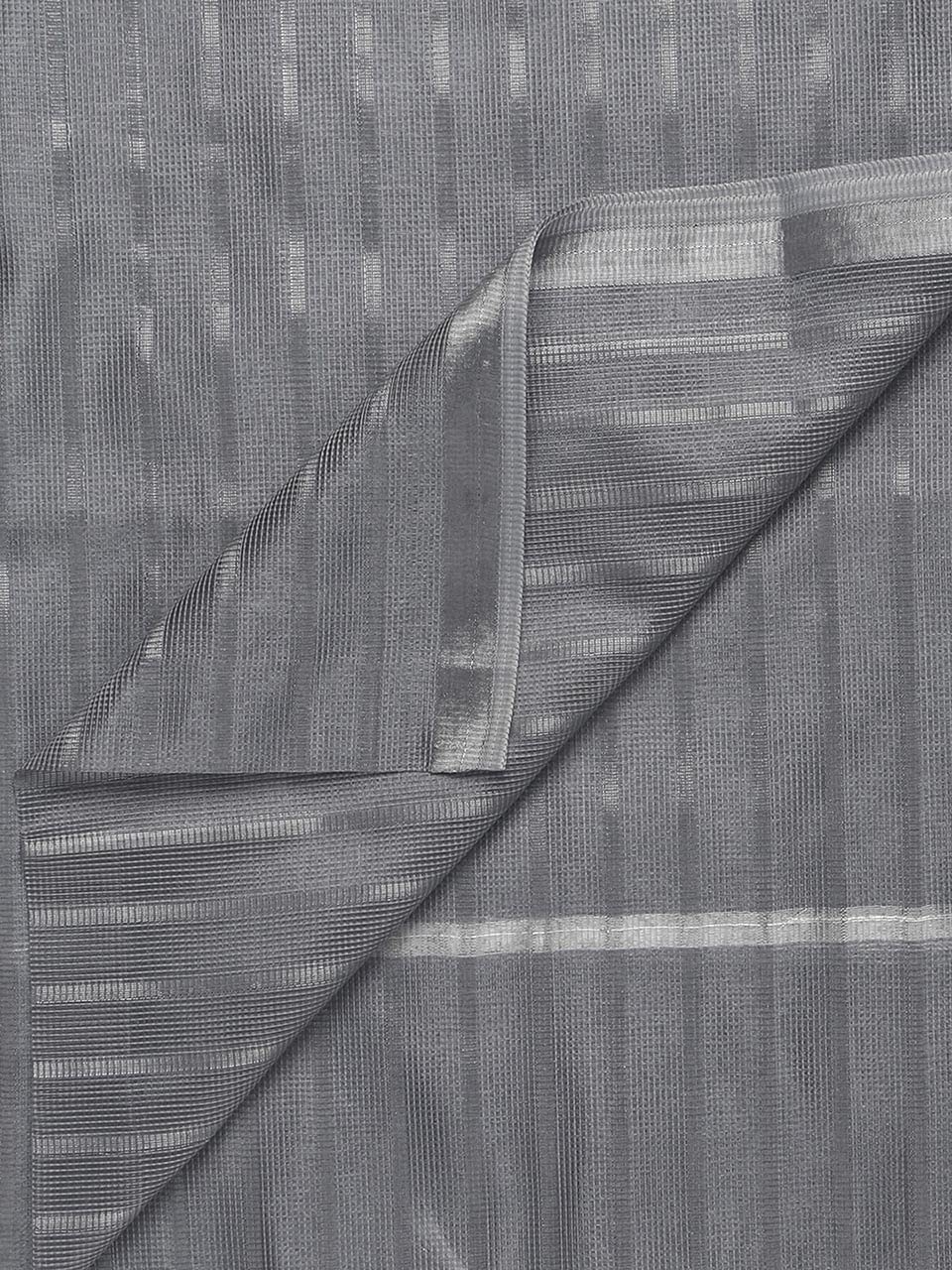 DUPATTA BAZAAR Women's Blended Grey Silk Dupatta With Silver Stripes - Free Size