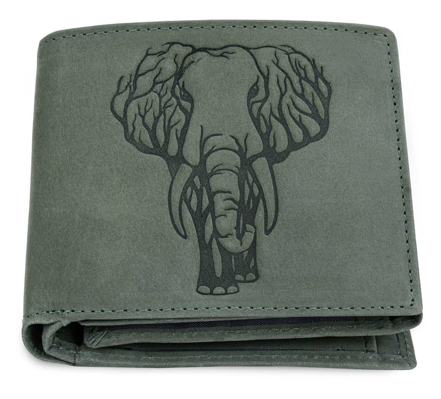 URBAN FOREST Mastodon Vintage Green Leather Wallet for Men