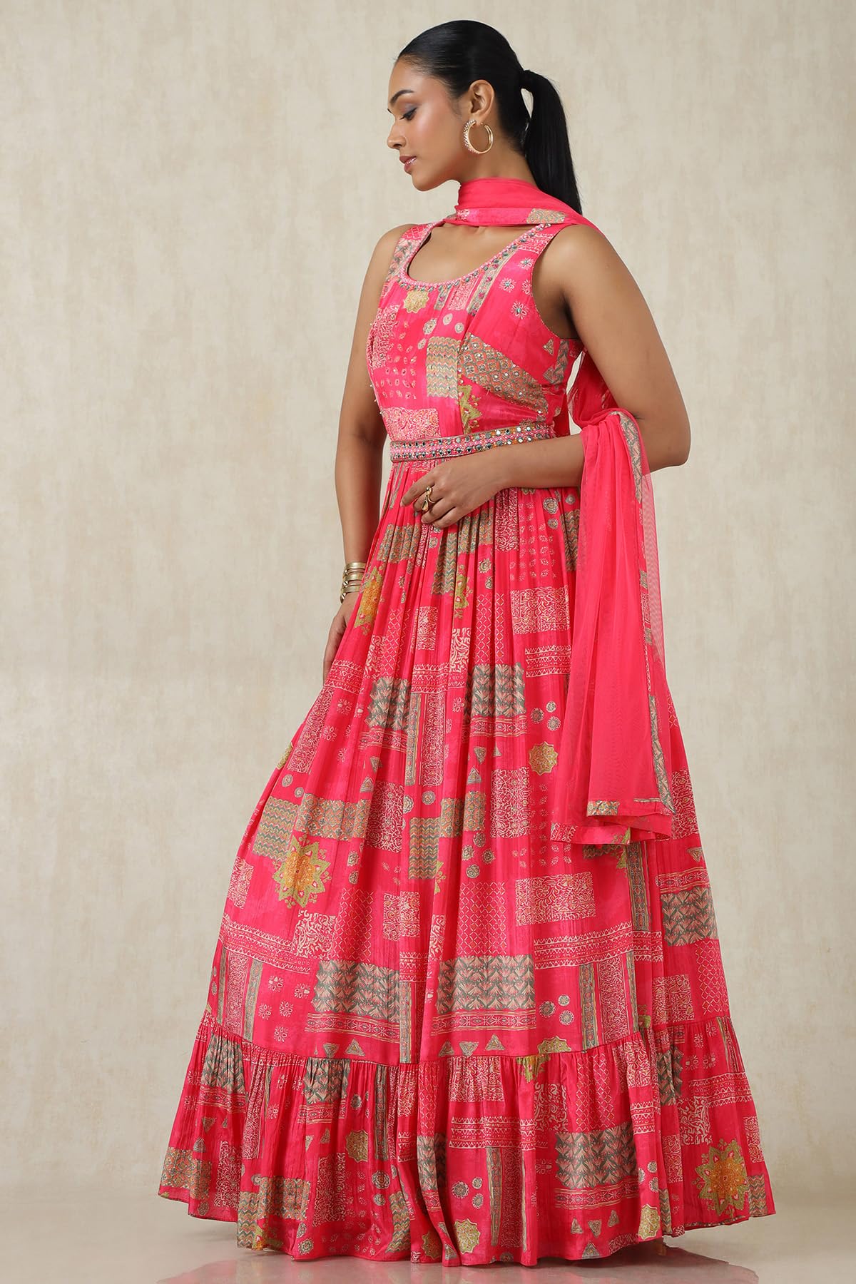 Soch Women's Viscose Crepe Maxi Gown (OWA4CD21148_Fuchsia