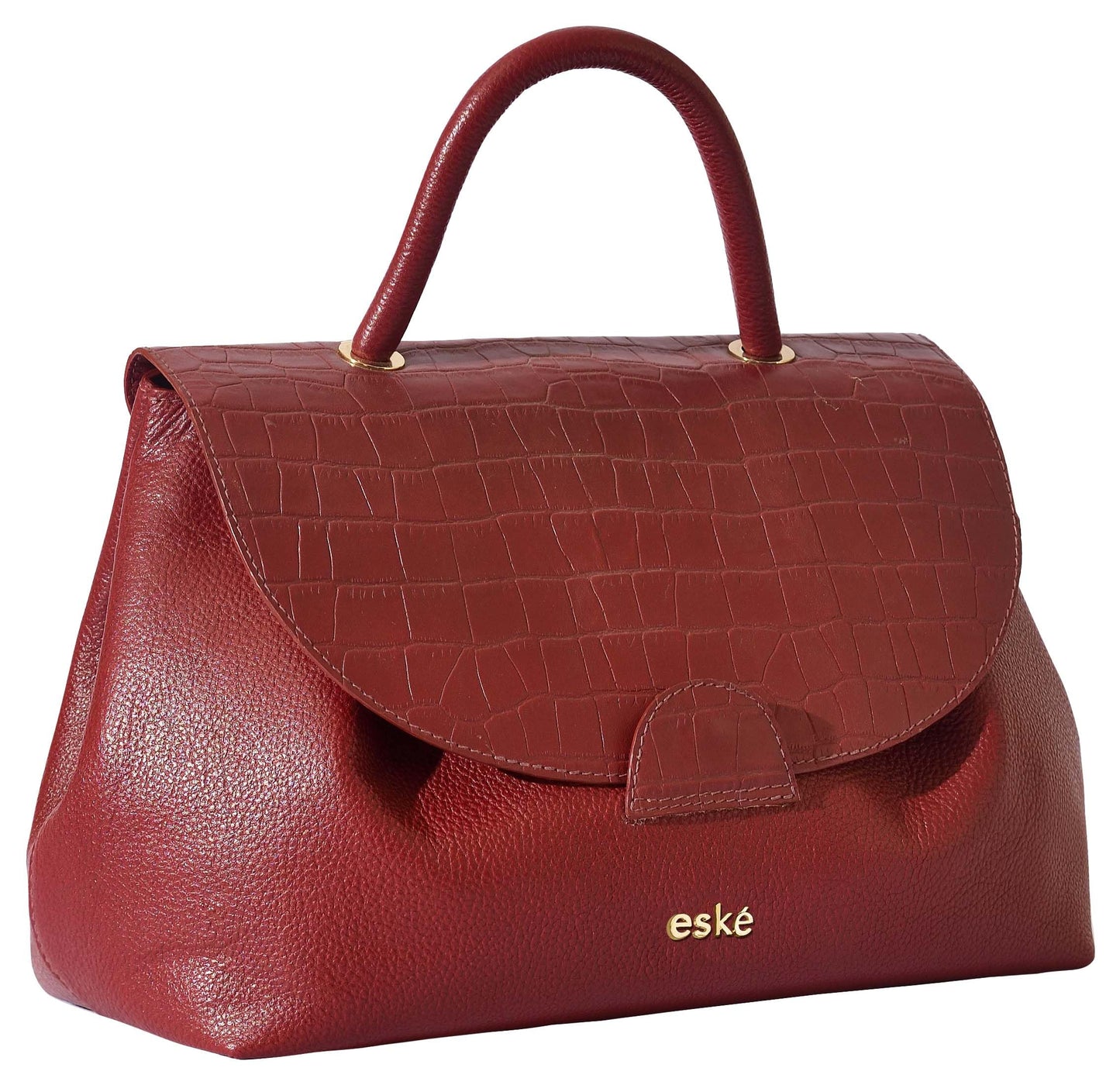 eske Stefanie Genuine Leather Satchel (Wine Cosmos)