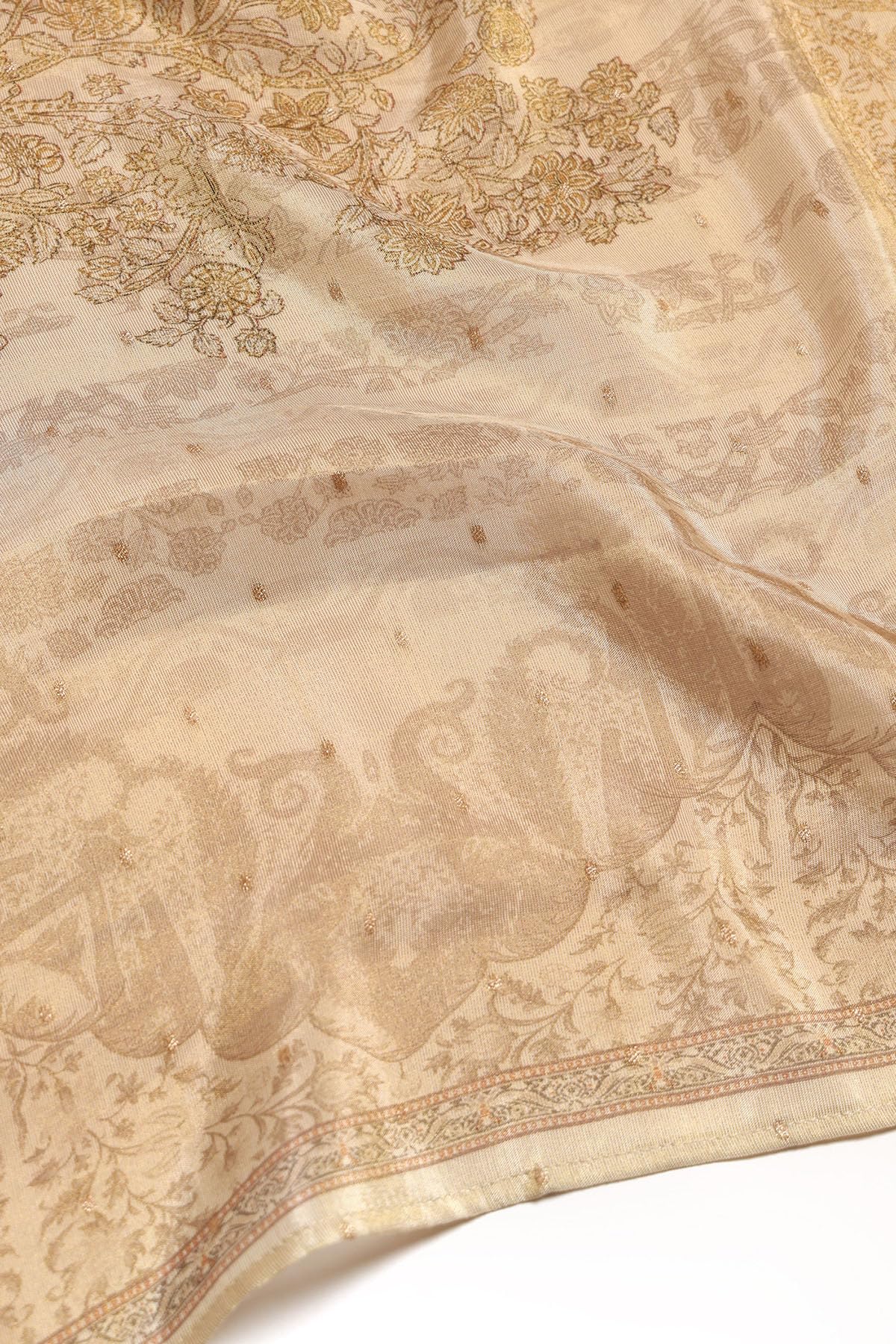 Soch Womens Beige Russian Silk Botanical Salwar Suit With Beads And Stones