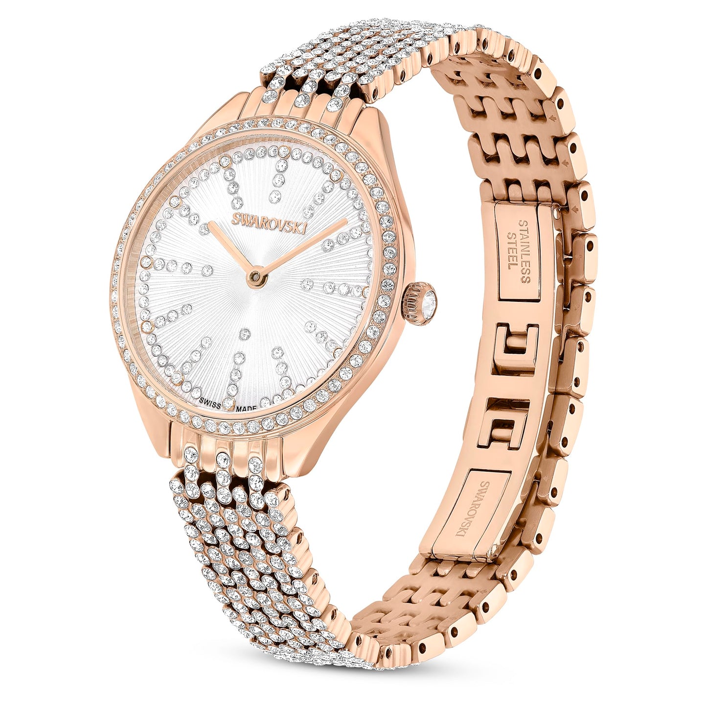 Swarovski Attract Watch, Swiss Made, Full pavé, Crystal Bracelet, Rose Gold Tone, Rose Gold-Tone Finish