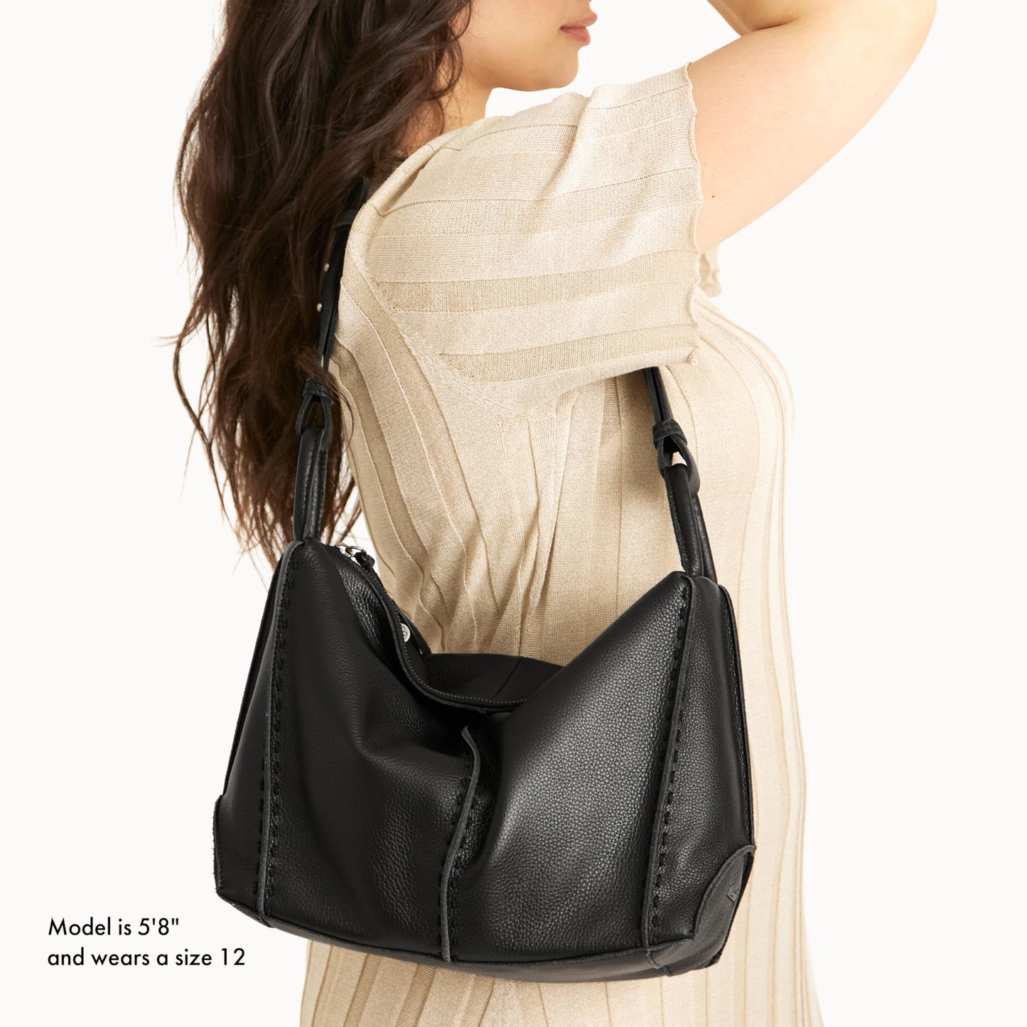 The Sak Los Feliz Hobo in Leather, Lined, Roomy Shoulder Purse, Black, Black, Medium, Black, M, Los Feliz Hobo
