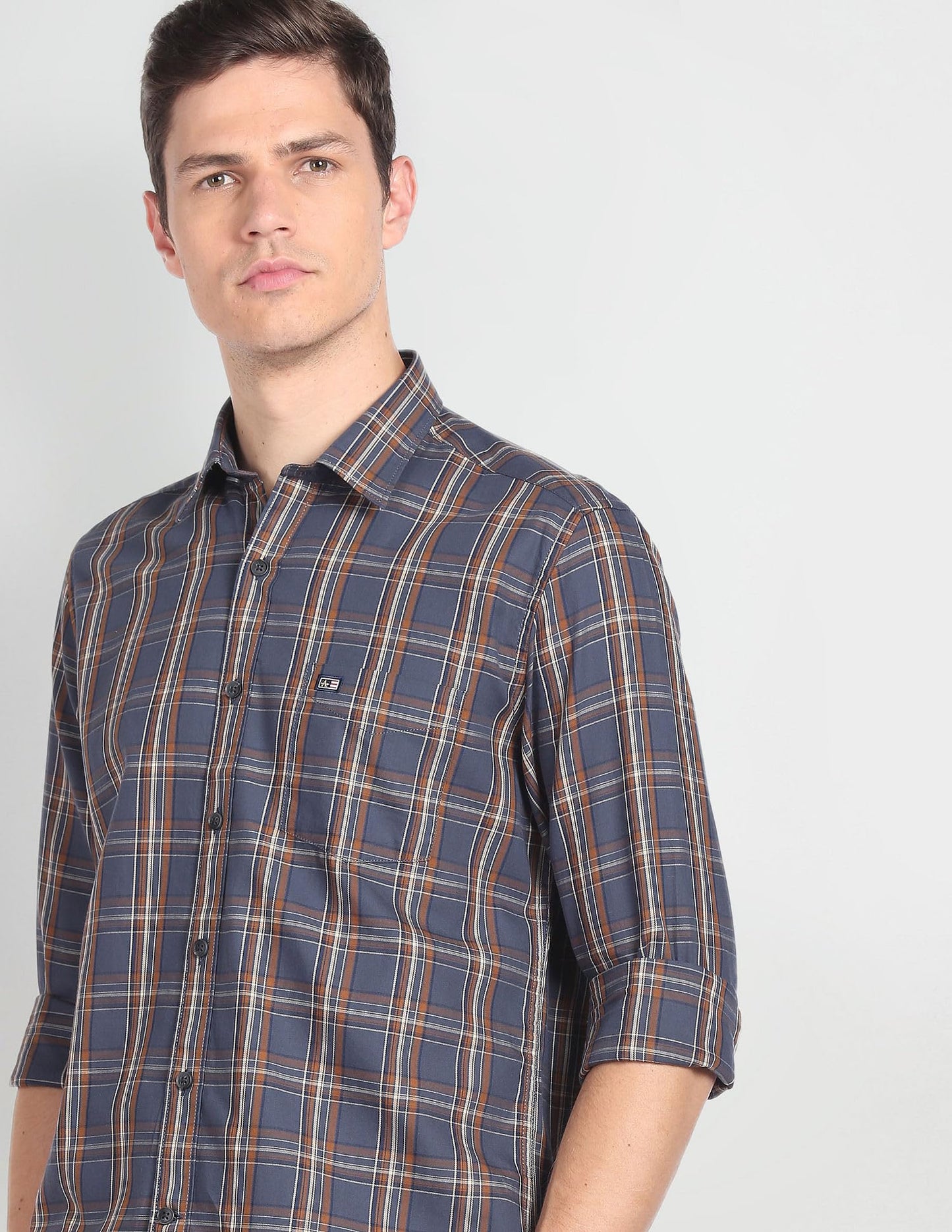 Arrow Men's Slim Fit Shirt (ASADOSH02257_Dark Grey