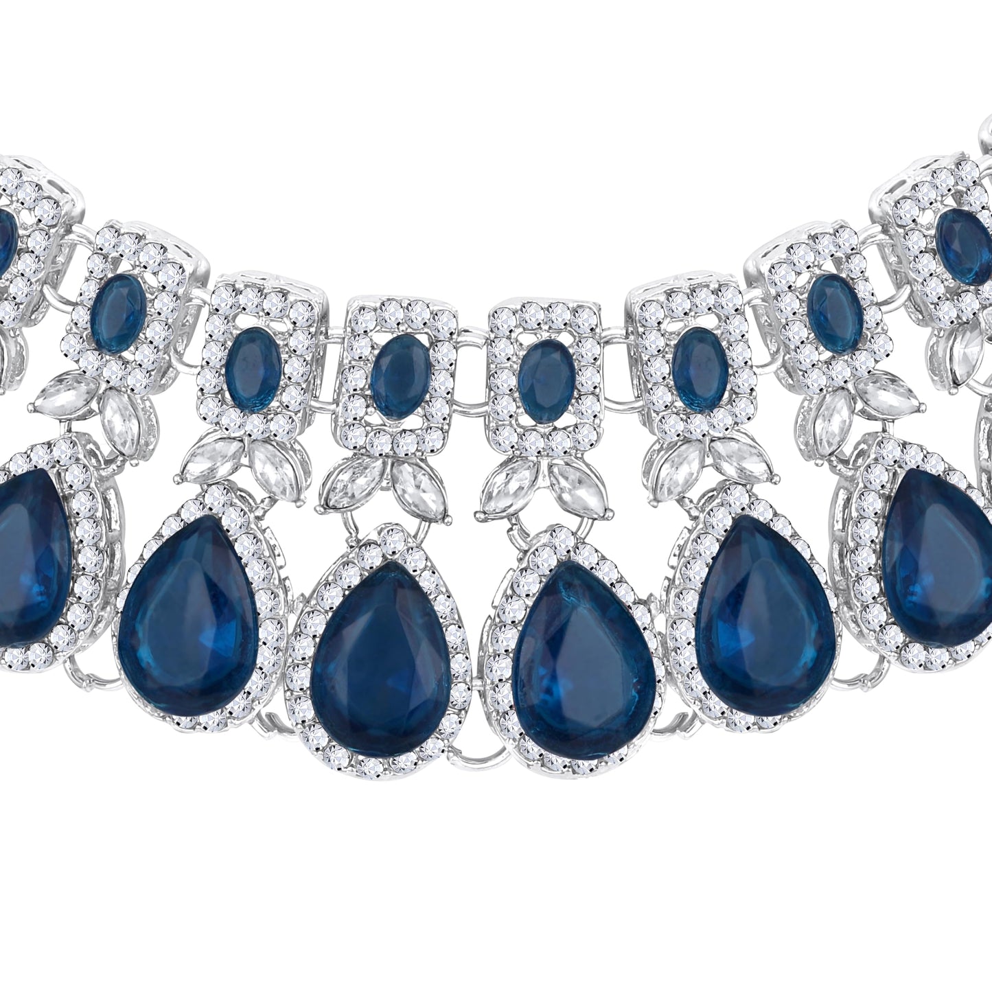 Atasi International Kundan Polki and Crystals Traditional Necklace with Earrings and Maang Tikka for Women - Jewellery Set for Party, Wedding, Engagement