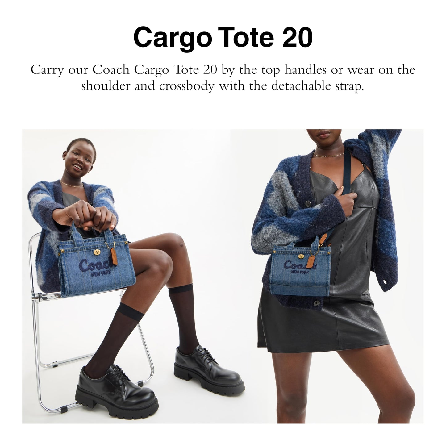 Coach Cargo Tote 20, Indigo, One Size, Cargo Tote 20