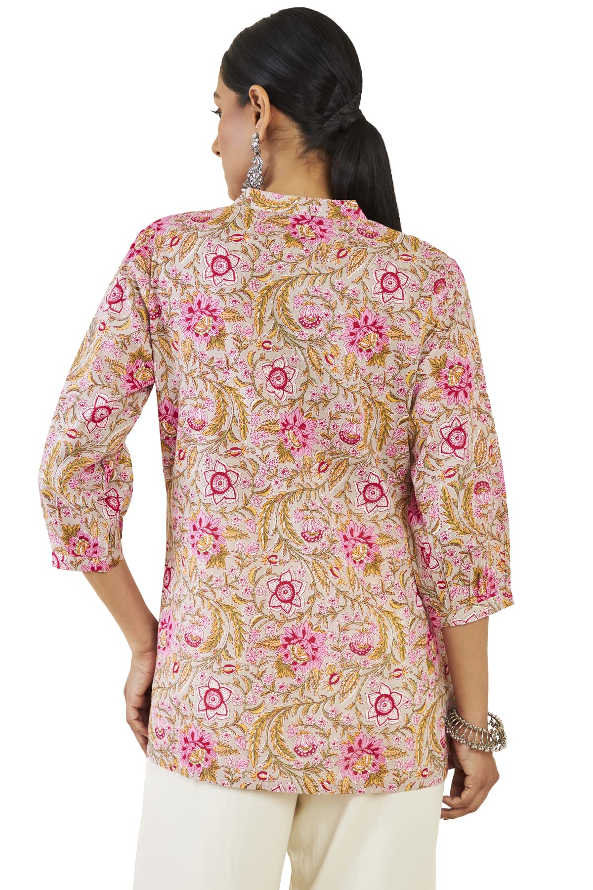 Soch Women Beige Cotton Printed Tunic(8907715925616_Beige_L)