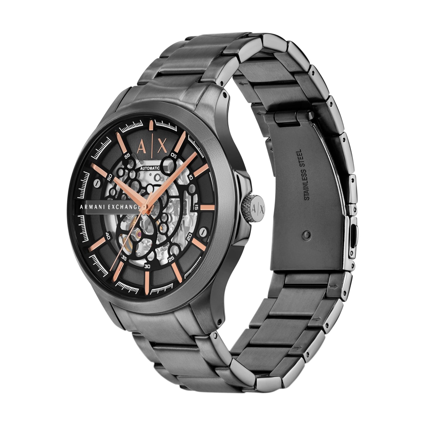 Armani Exchange Stainless Steel Analog Black Dial Men's Watch-Ax2458, Band Color:Gray