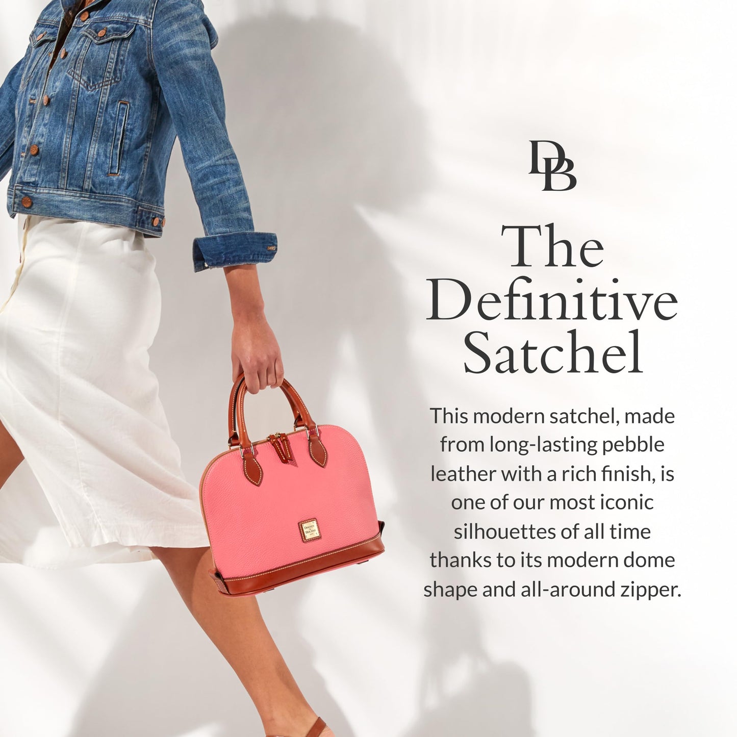 Dooney & Bourke Zip Zip Satchel Pebbled Leather Shoulder Bag Purse Handbag