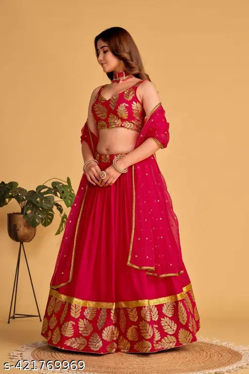 Ethnic Yard Georgette Party Wear Pink Lehenga Choli