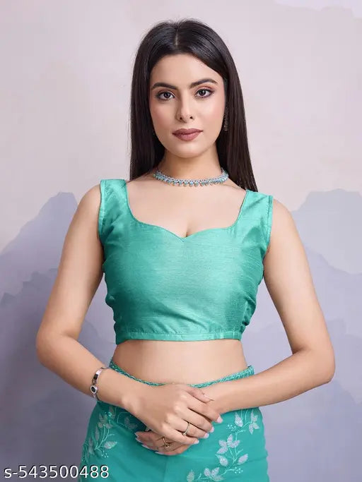 Women's Soft Simmer chiffon Embroidery saree with Simmer chiffon blouse piece